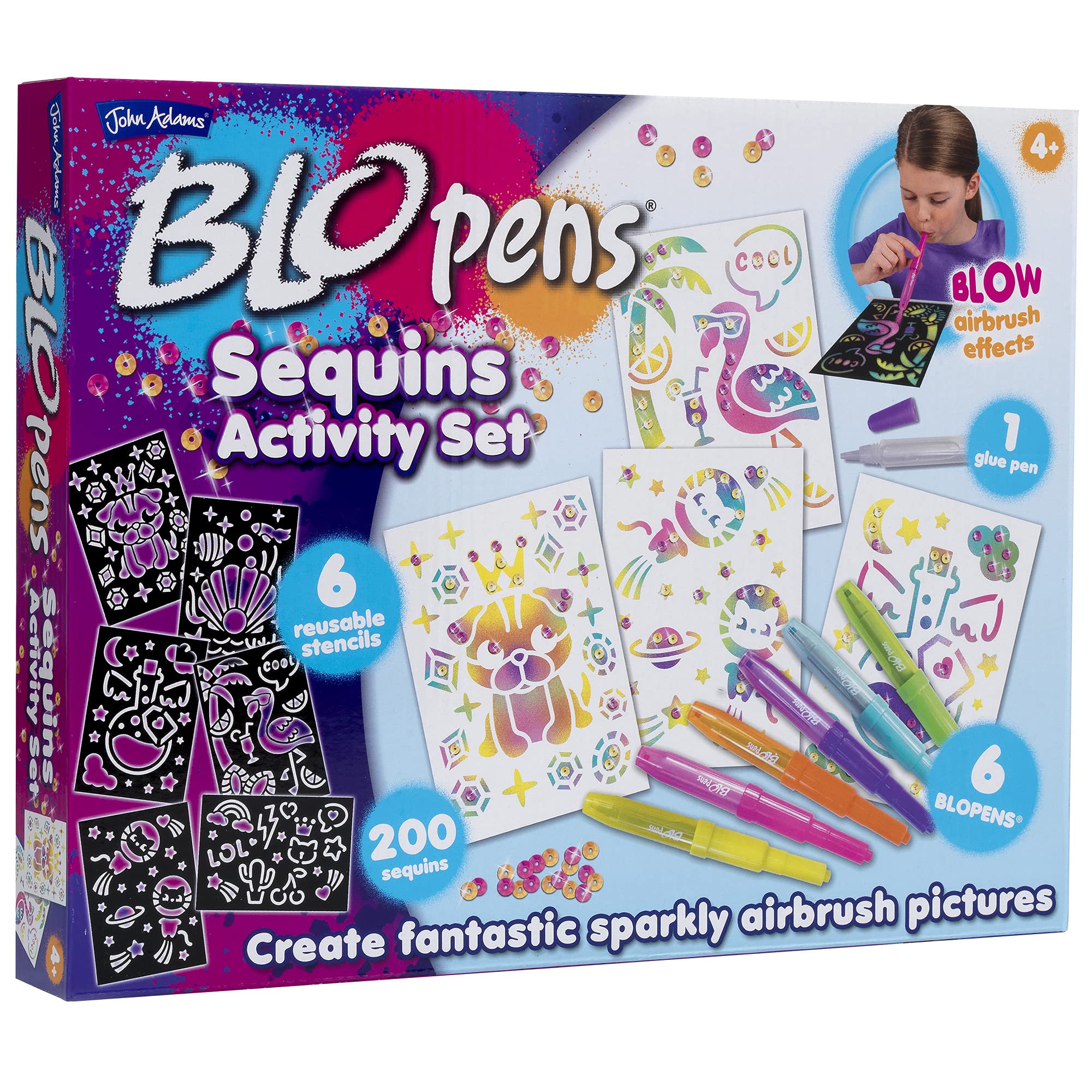 John Adams BLOPENS Sequins Activity Set - Airbrush Art Kit | Ages 4+ 1