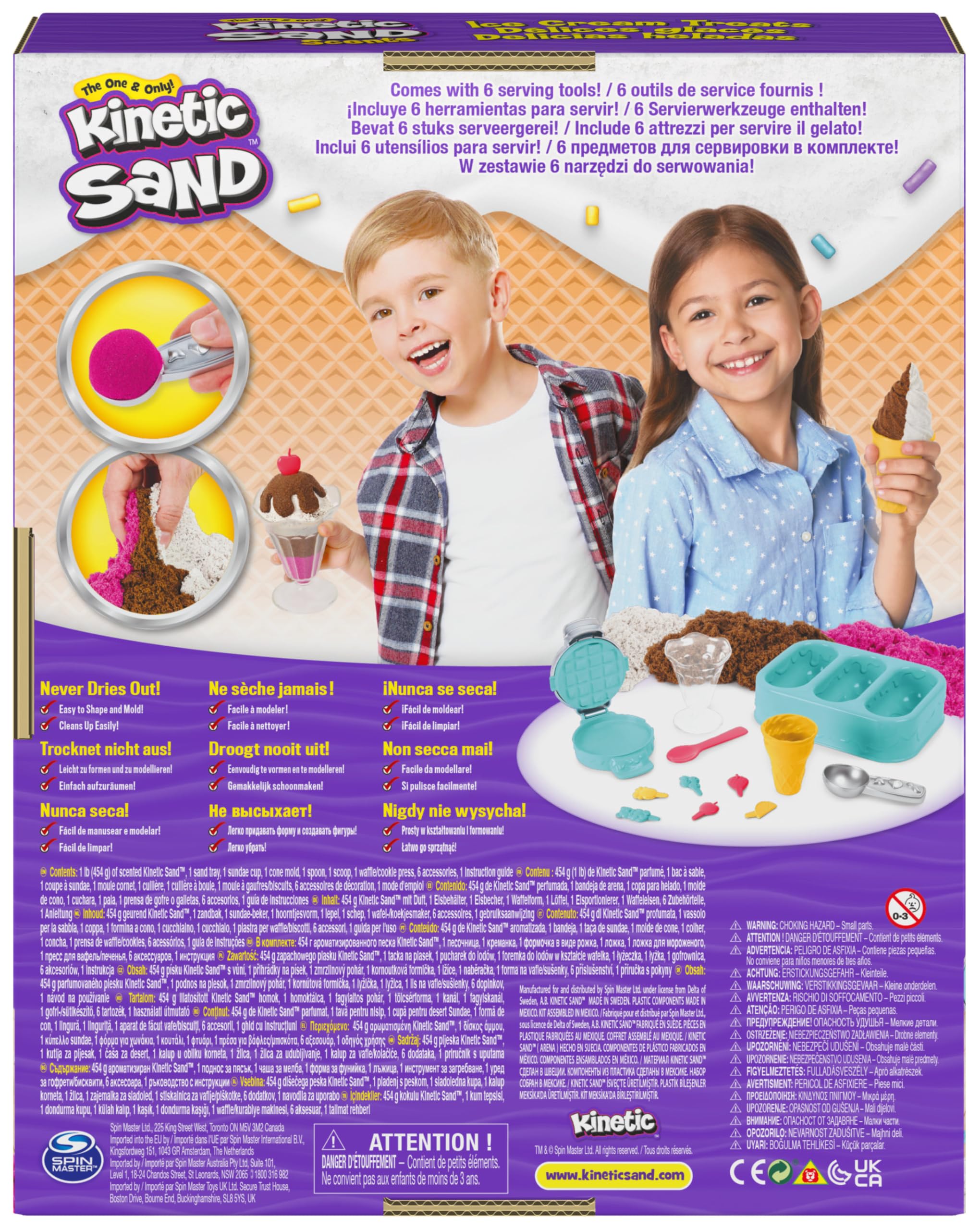 Kinetic Sand Ice Cream Treats Playset with Scented Sand and 6 Serving Tools 8