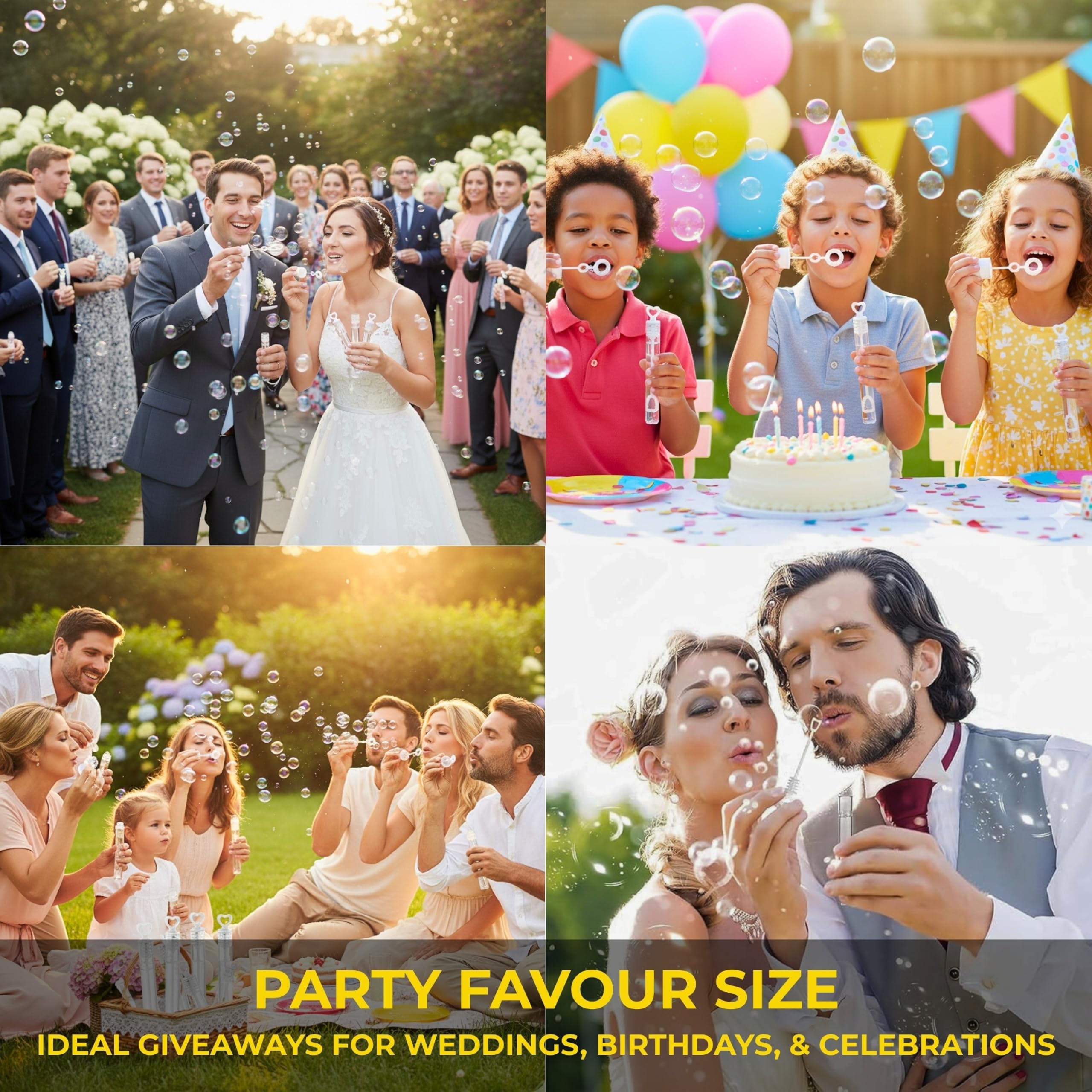 SHATCHI 96 pcs Heart Shape Bubble Tubes with Solution - Party Favors & Decor 6