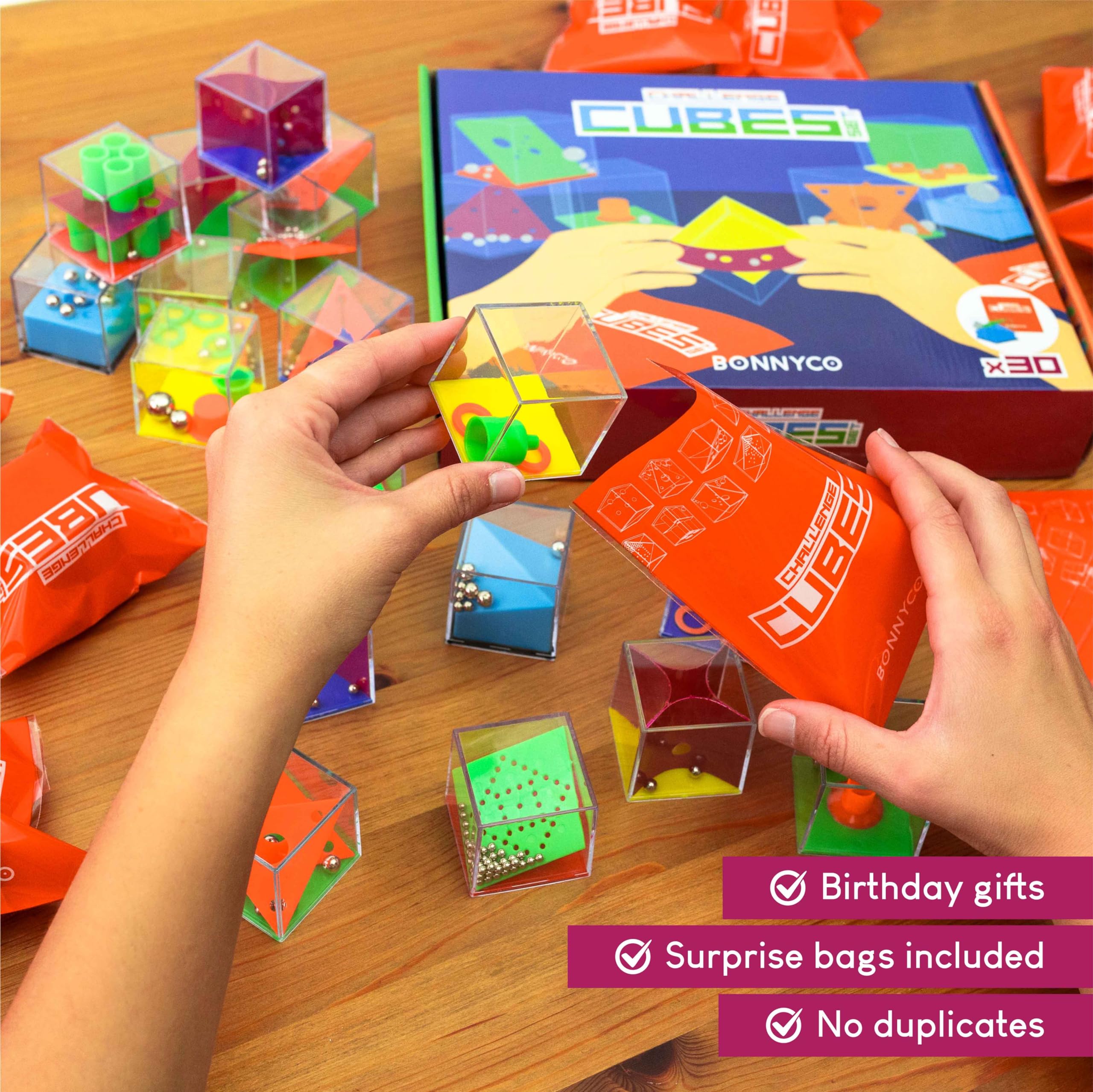 BONNYCO Challenge Cubes - 30 Mini Puzzle Games for Kids Party Bags | Unisex | Ages 3+ 3