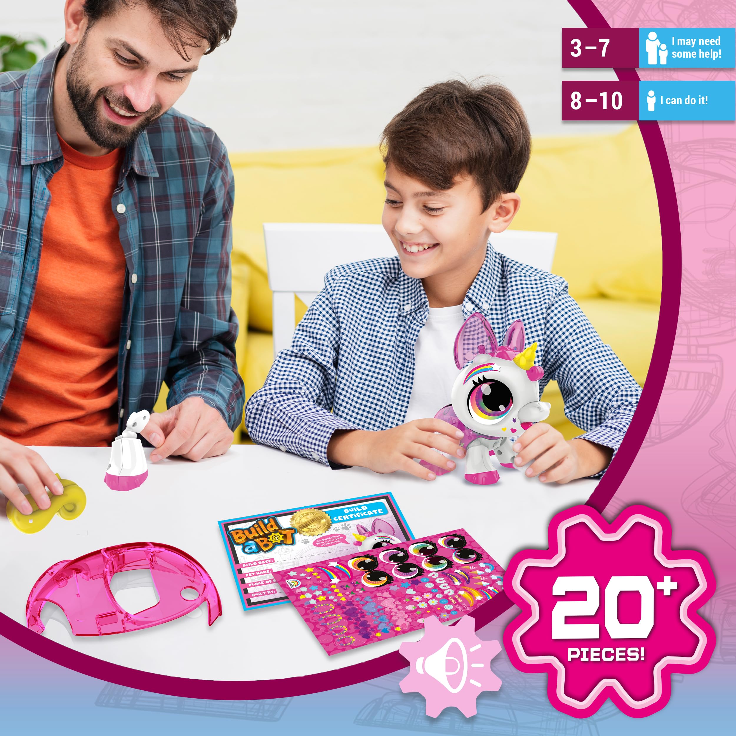Build-a-Bot: Unicorn - Build Your Own Interactive Pet Robot | 20+ Piece STEM Kit for Kids Ages 4+ 6