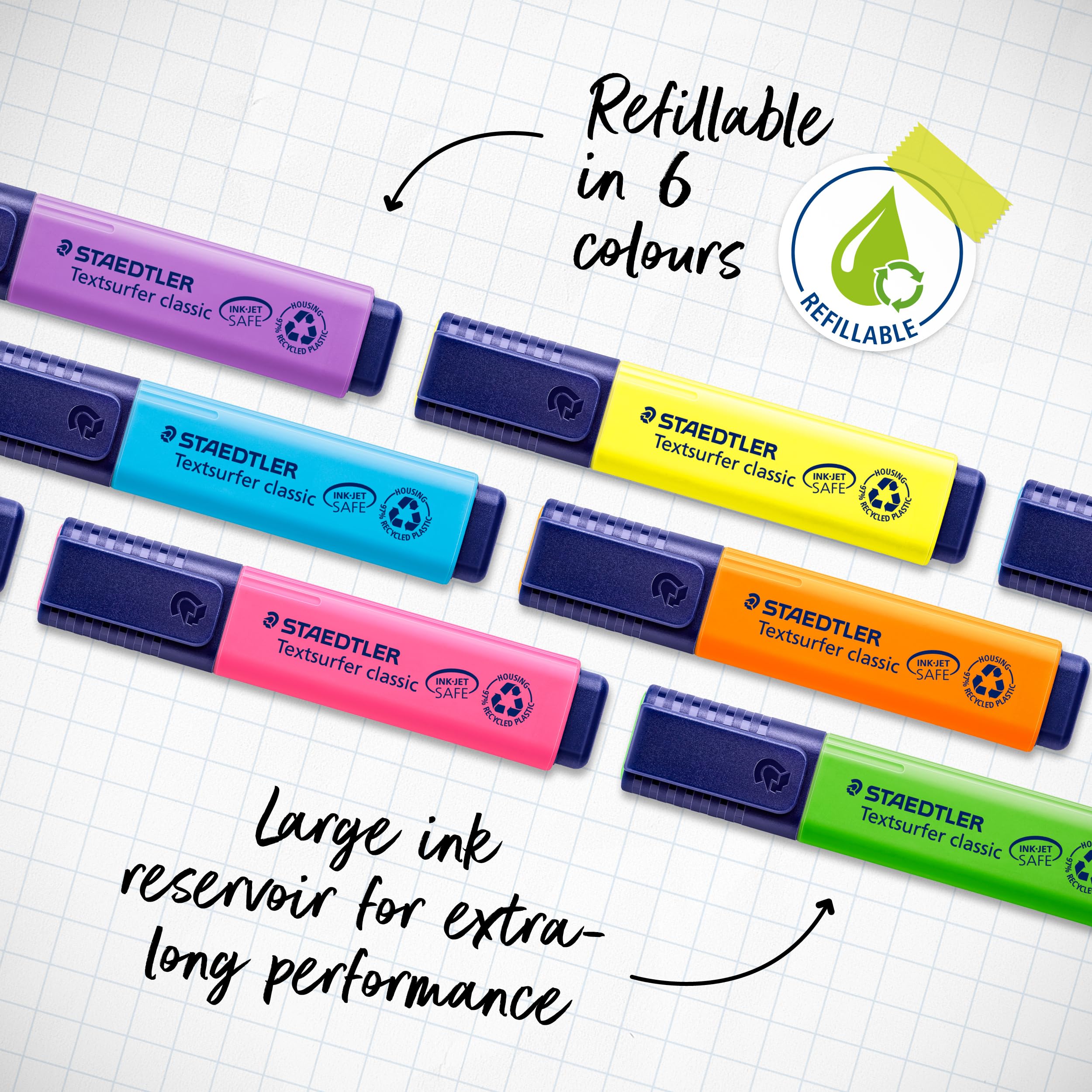 STAEDTLER Textsurfer Classic Highlighter Pen 364 WP8 ST - Chisel Tip, Ink Jet Safe | Wallet of 8 Assorted Neon Colours 5