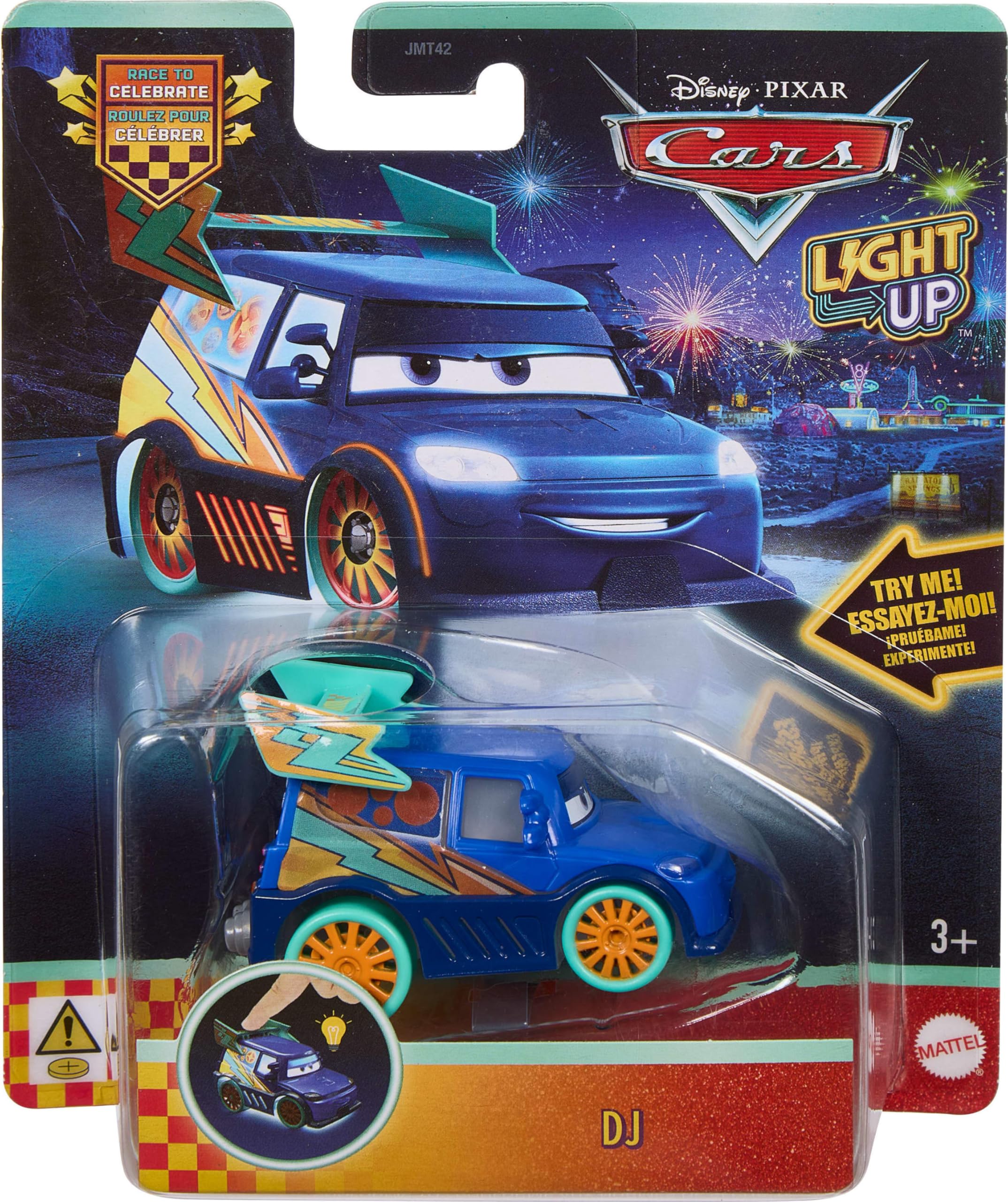 Mattel Disney and Pixar Cars Light-Up Vehicle - 1:55 Scale, Multicolor Plastic, Model JMT42