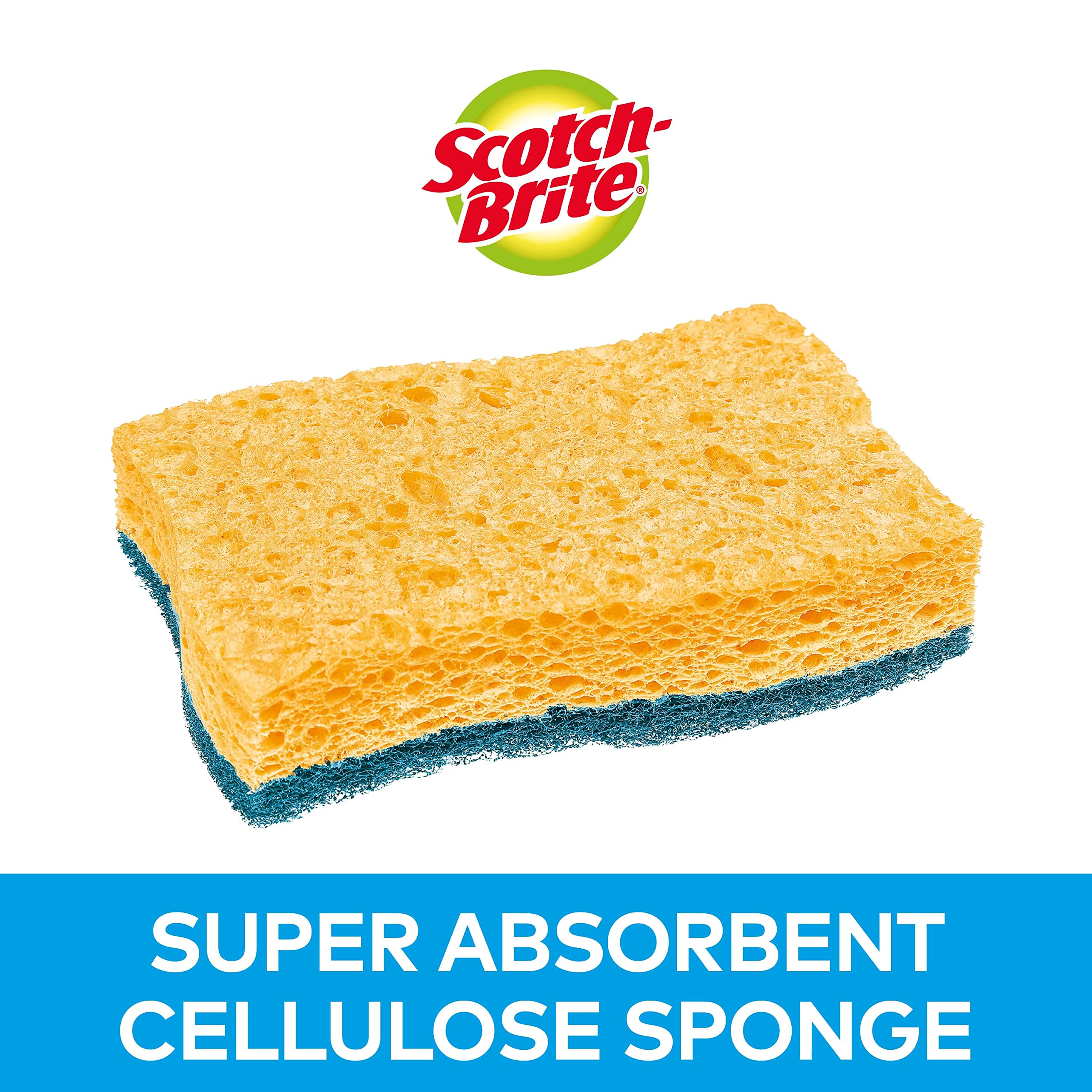 Scotch-Brite Delicate Non-Scratch Cellulose Scrub Sponge - 10 Pieces | High Absorbency | Reusable 3