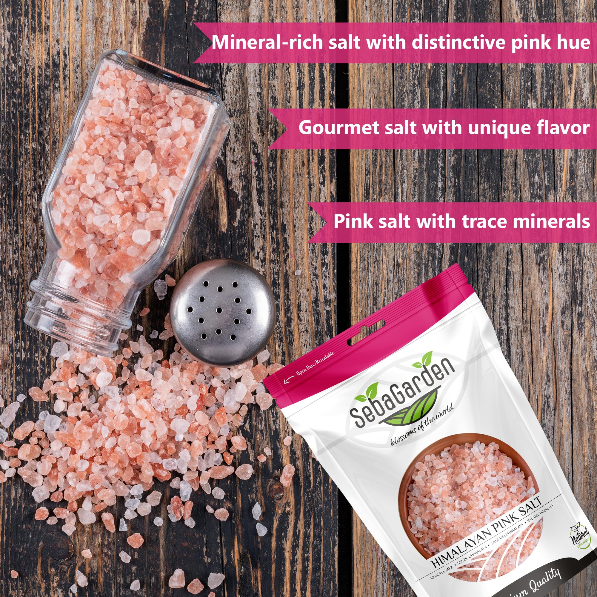 Seba Garden 100% Pure Himalayan Pink Salt - Extra Fine Gourmet Cooking Salt | 1kg Resealable Doypack 5