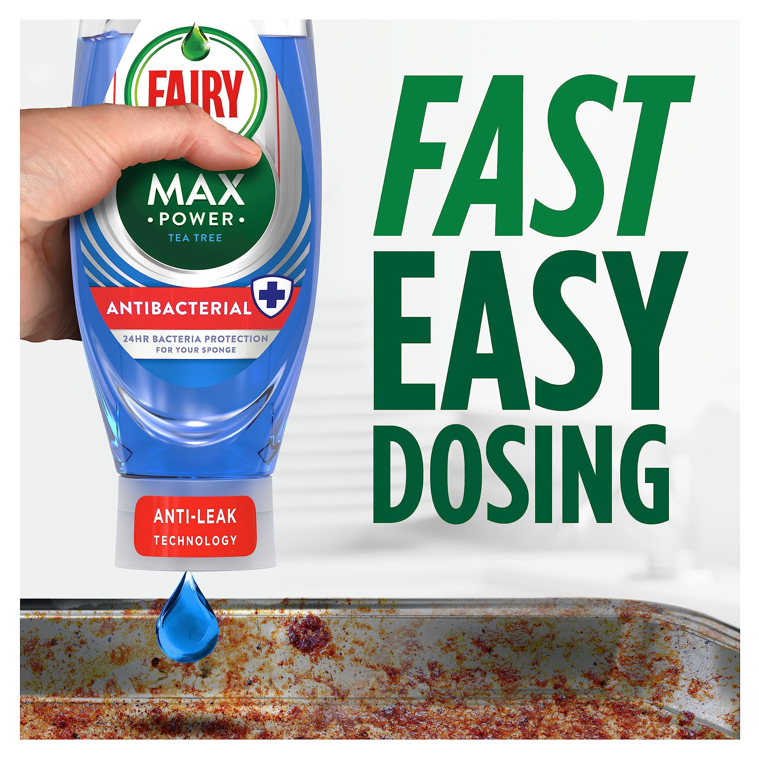 Fairy Max Power Antibacterial Washing Up Liquid - 730ml Eucalyptus Scent | Fast Cleaning 3