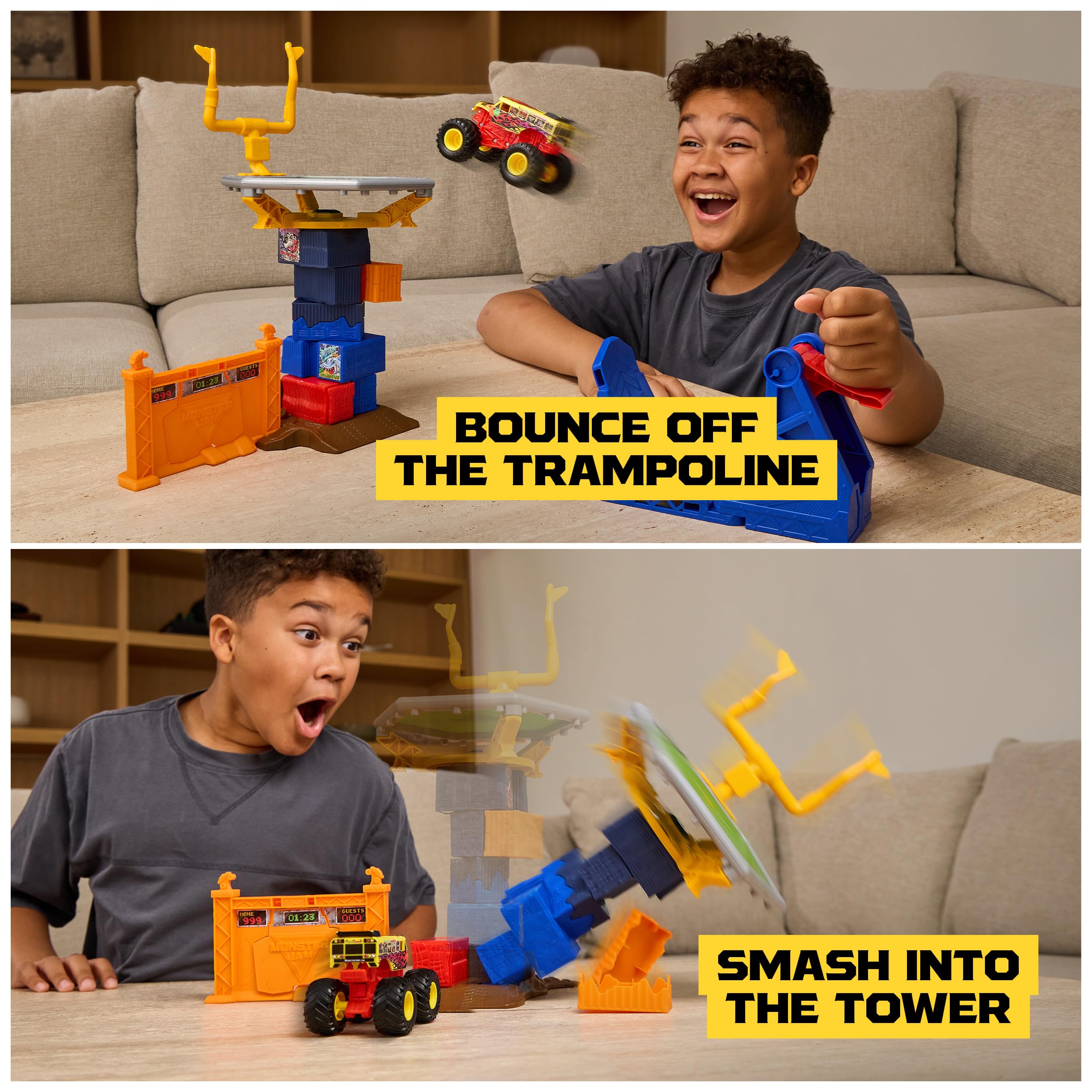 Monster Jam Smash & Bash Crash Course Playset with Launcher, Exclusive 1:64 Truck 5
