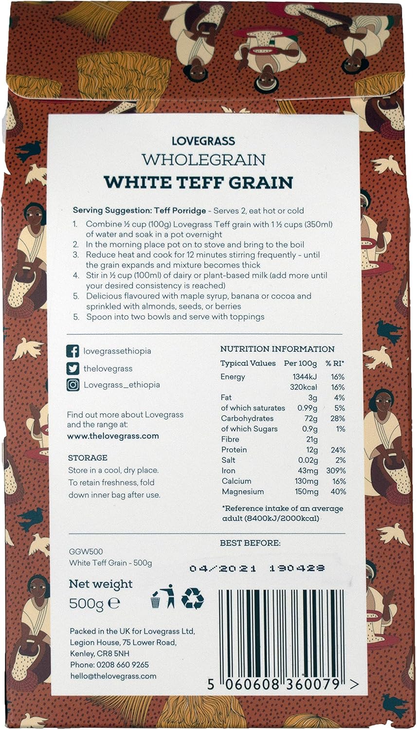 Lovegrass Habesha Weißes Teffkorn – 500 g – Glutenfrei – Vegan &amp; Milchfrei 4