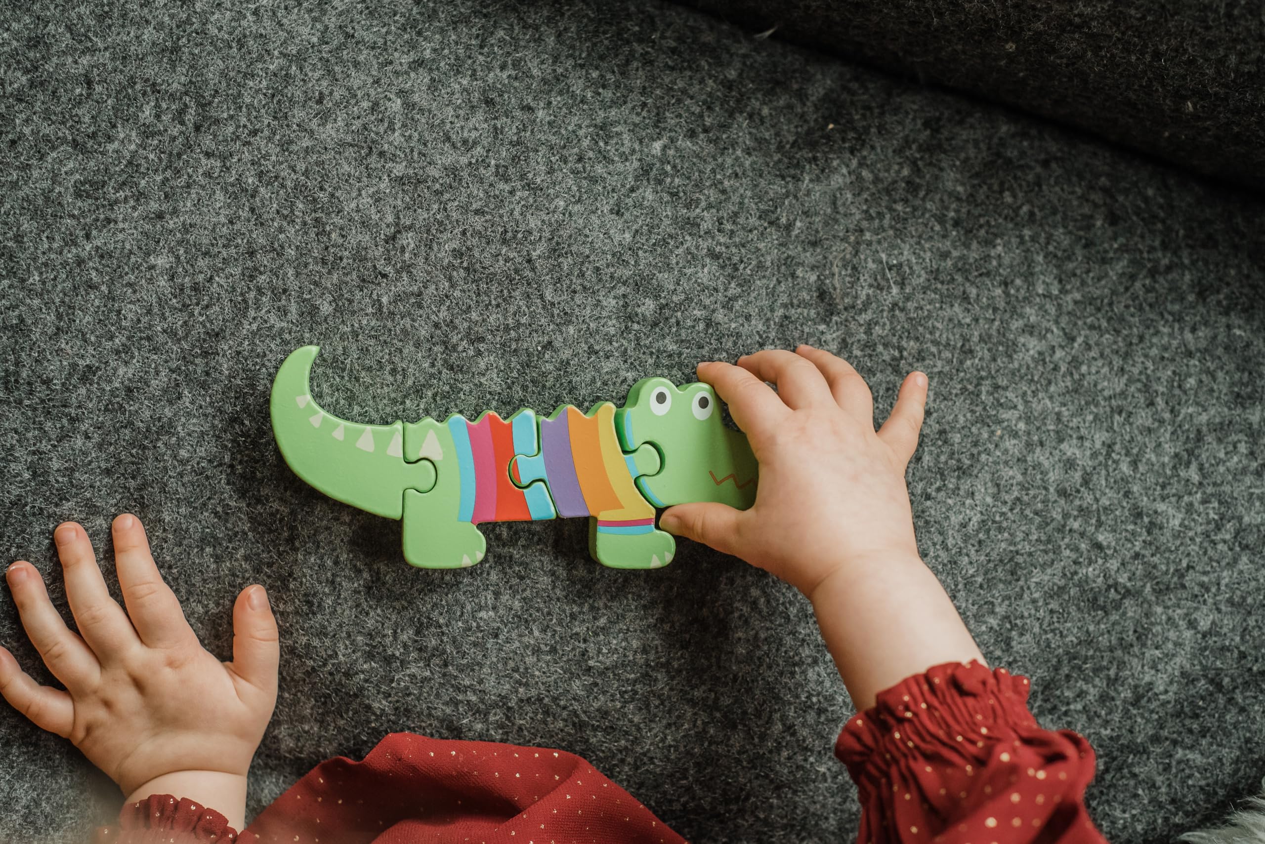 ORANGE TREE Wooden Crocodile Puzzle - Rainbow Colours | Educational Toy for Toddlers (4 Pieces) 5