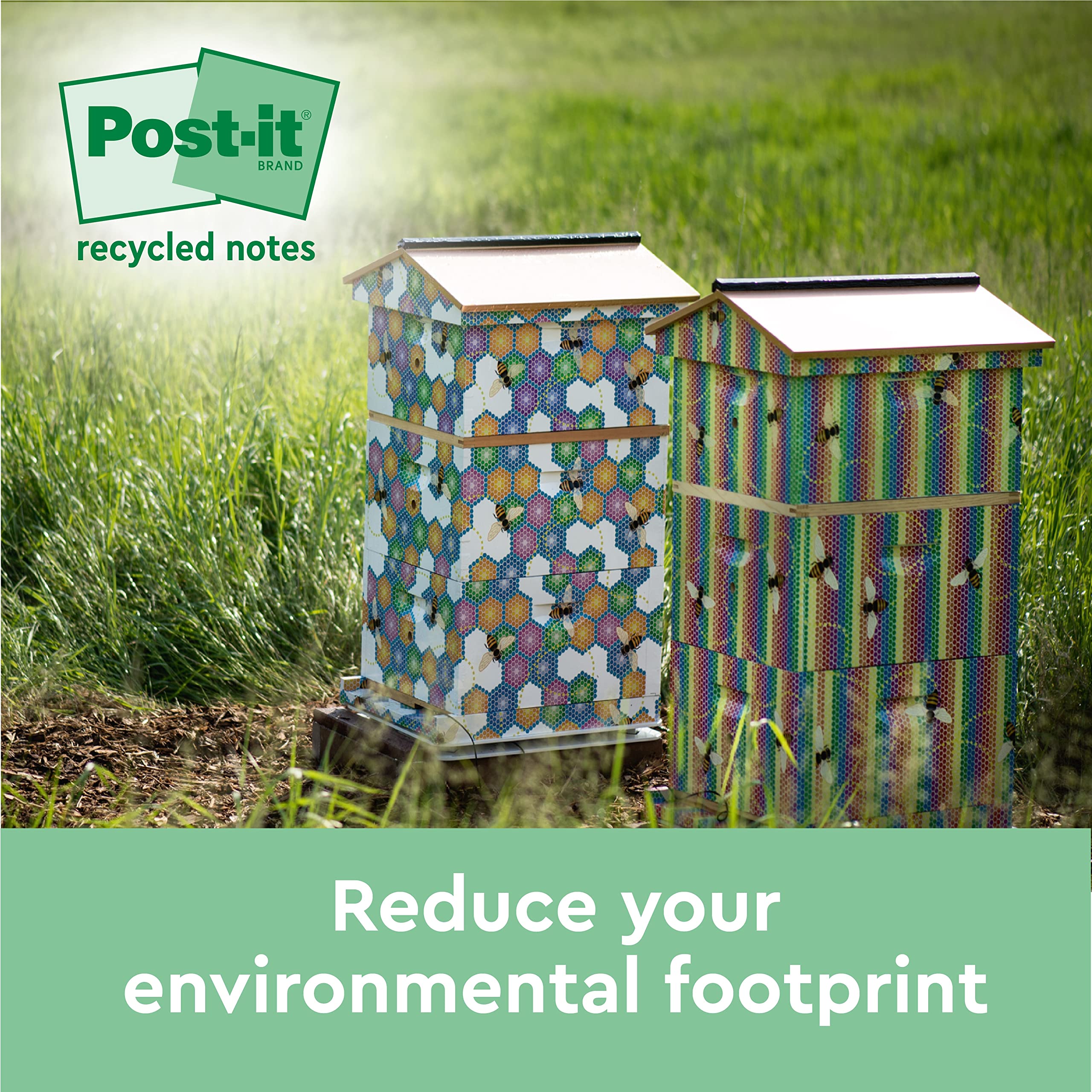 Post-it Super Sticky 100% Recycled Notes - 4 Pad Pack (3+1 Free) | 70 Sheets Each | Pink, Green, Yellow, Blue 5