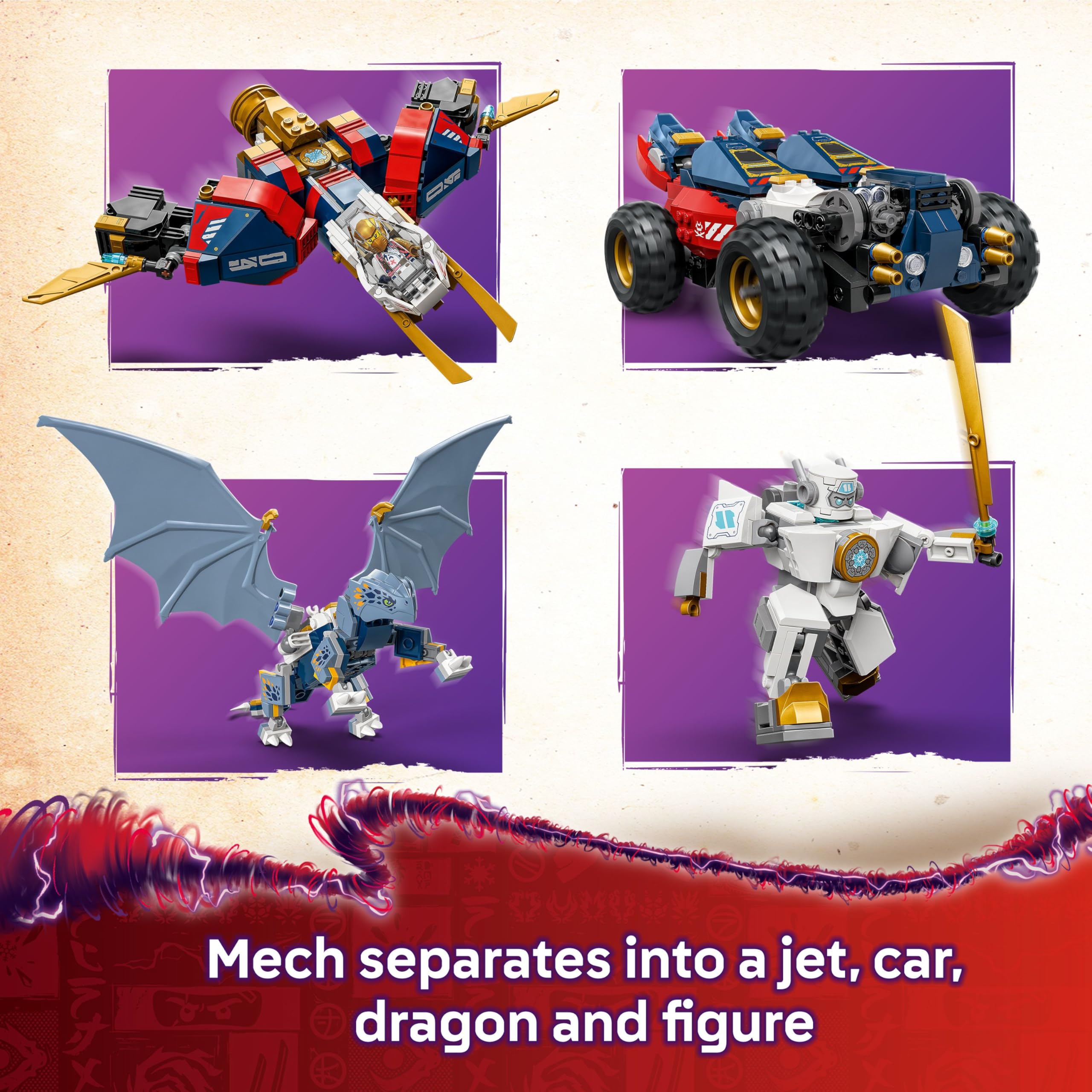 LEGO NINJAGO 71834 Zane’s Ultra Combiner Mech Building Set | 4-in-1 Rebuildable Toy | Ages 9+ 3