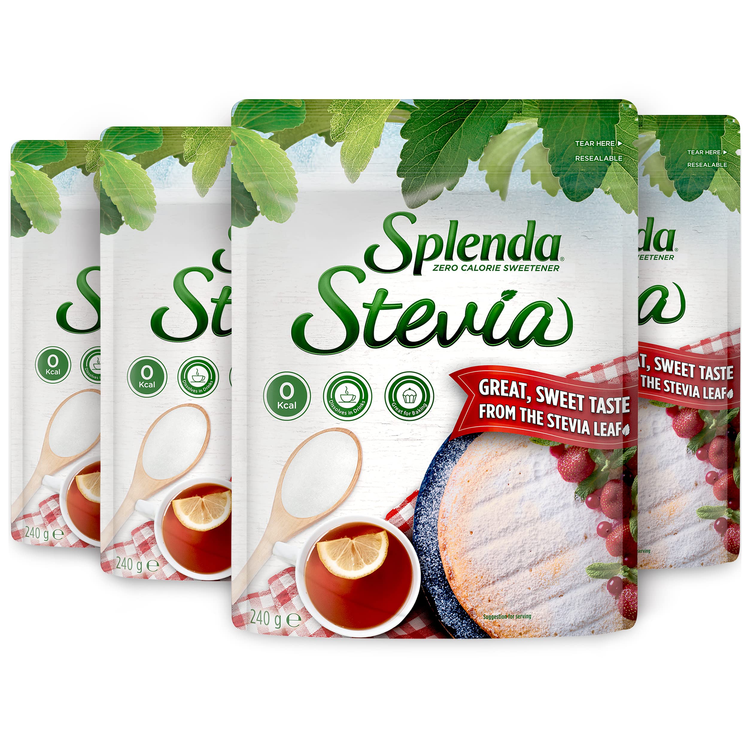 Splenda Stevia No Calorie Sweetener - Zero Calories | 240g Pouch | Baking & Drinks 1