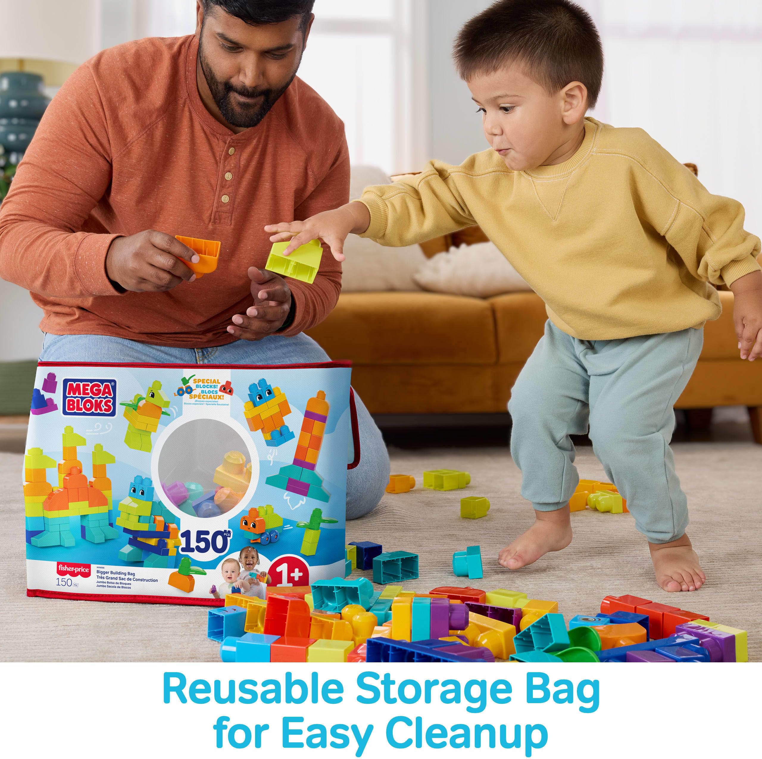 Mega Bloks Bigger Building Bag Building Set - 150 Pieces | Ages 1+ | Multicoloured 4
