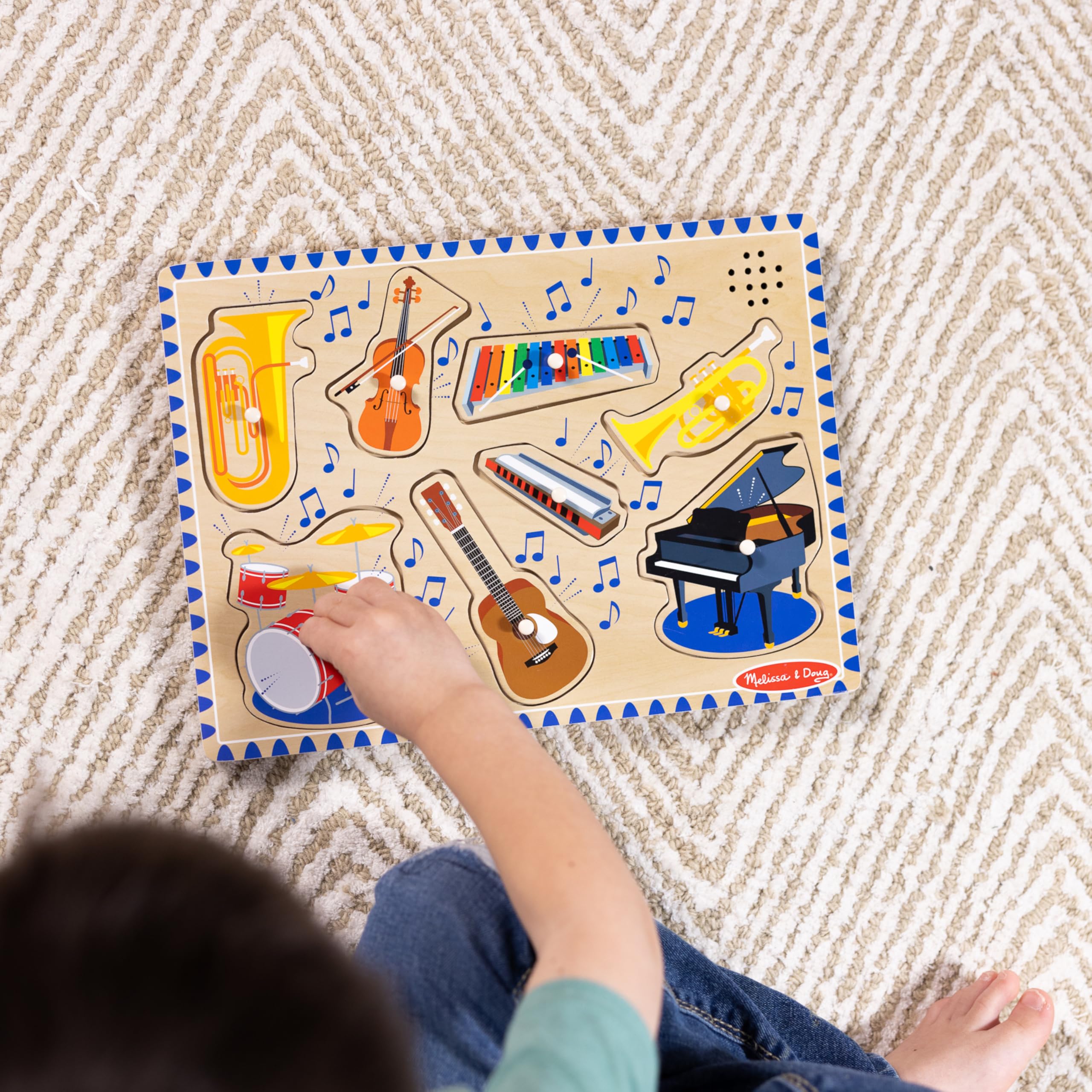Melissa & Doug Musical Instruments Sound Puzzle - Wooden Peg Puzzle for Ages 2-5 | 8 Pieces 6