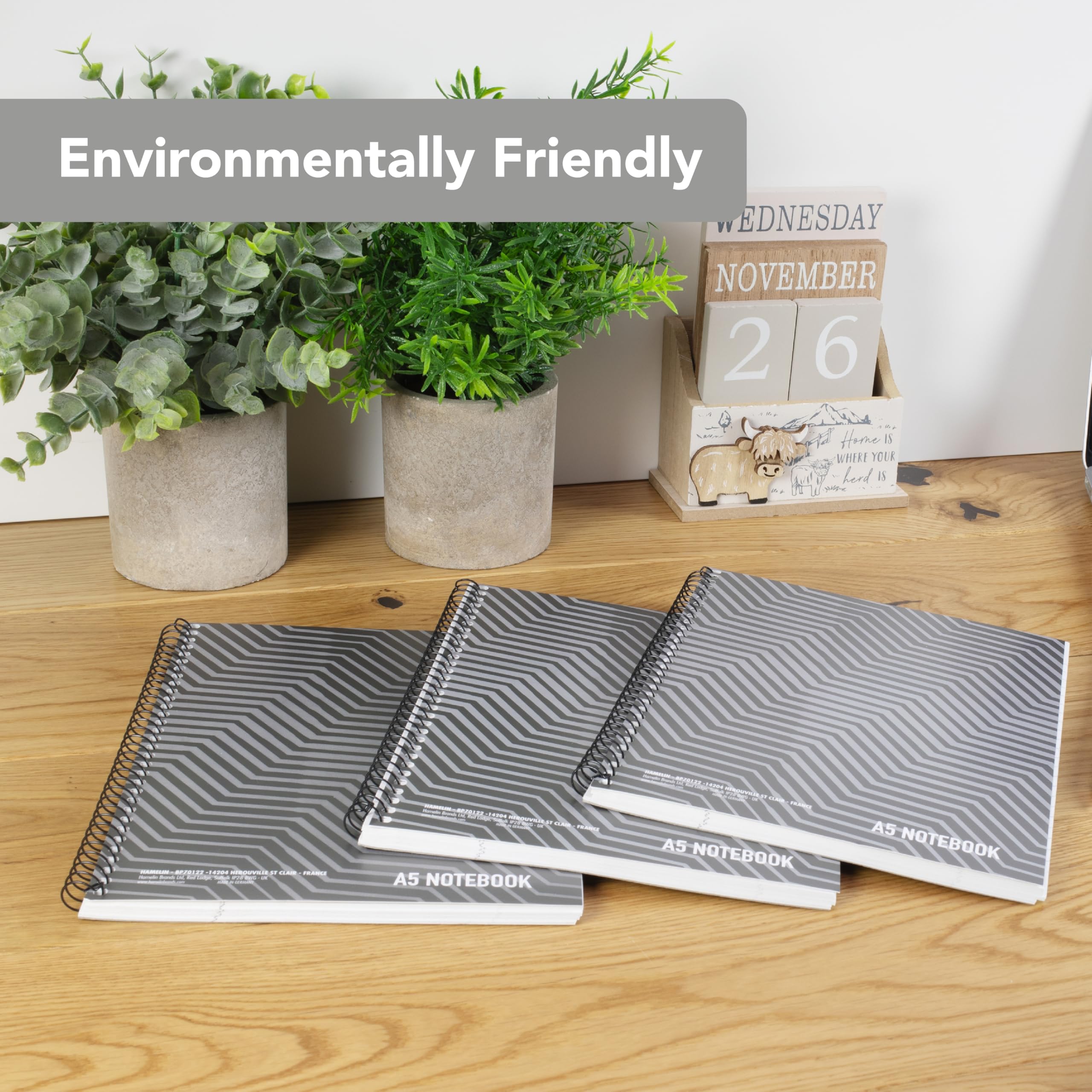 SUMMIT Jotter A5 Notebook - 80 Sheets, 160 Page, 8mm Ruled with Margin | Pack of 5 Grey 7