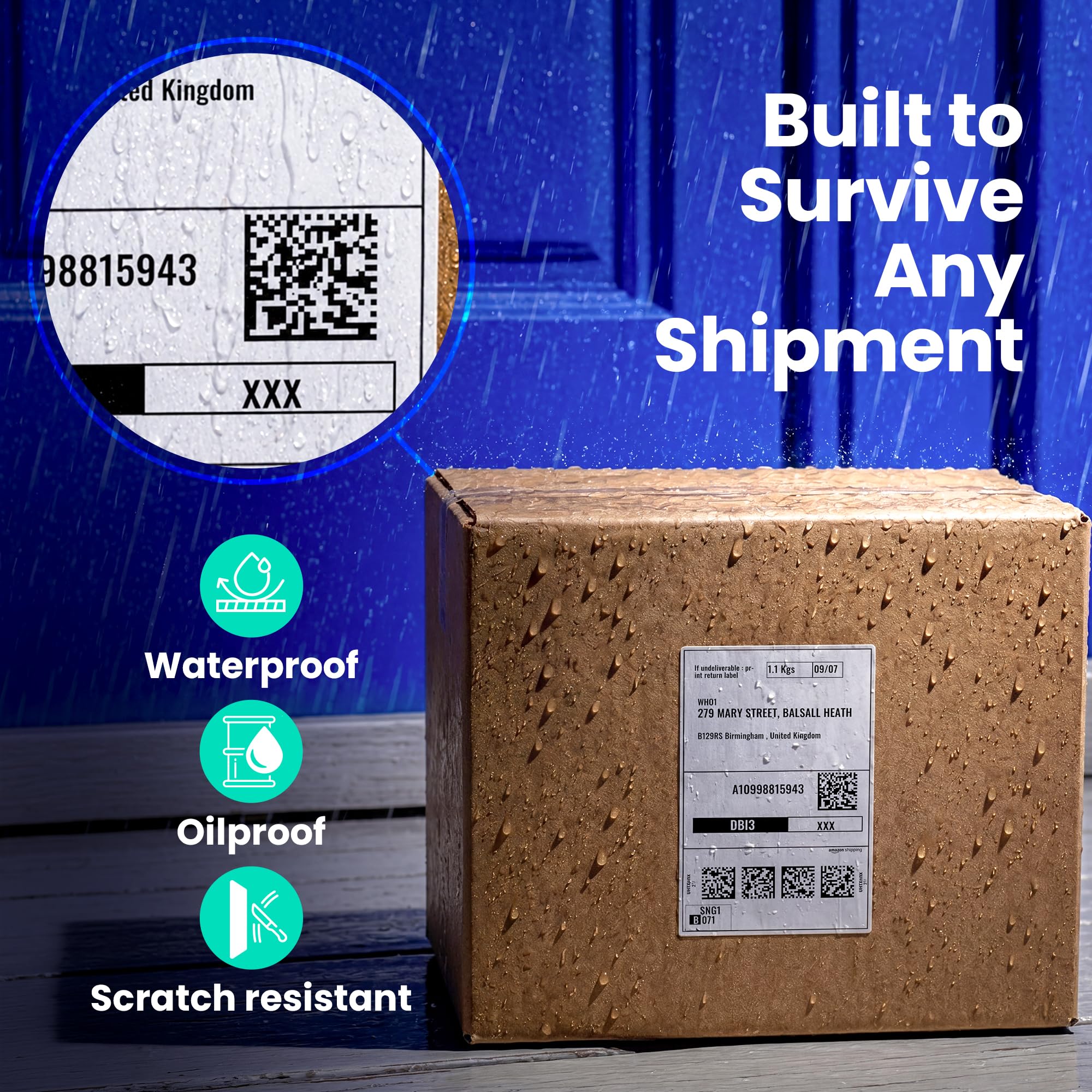 SmithPackaging Direct Thermal Shipping Labels - 100mm x 150mm (4"x6") | 500 Labels/Roll | Waterproof & Oilproof 5
