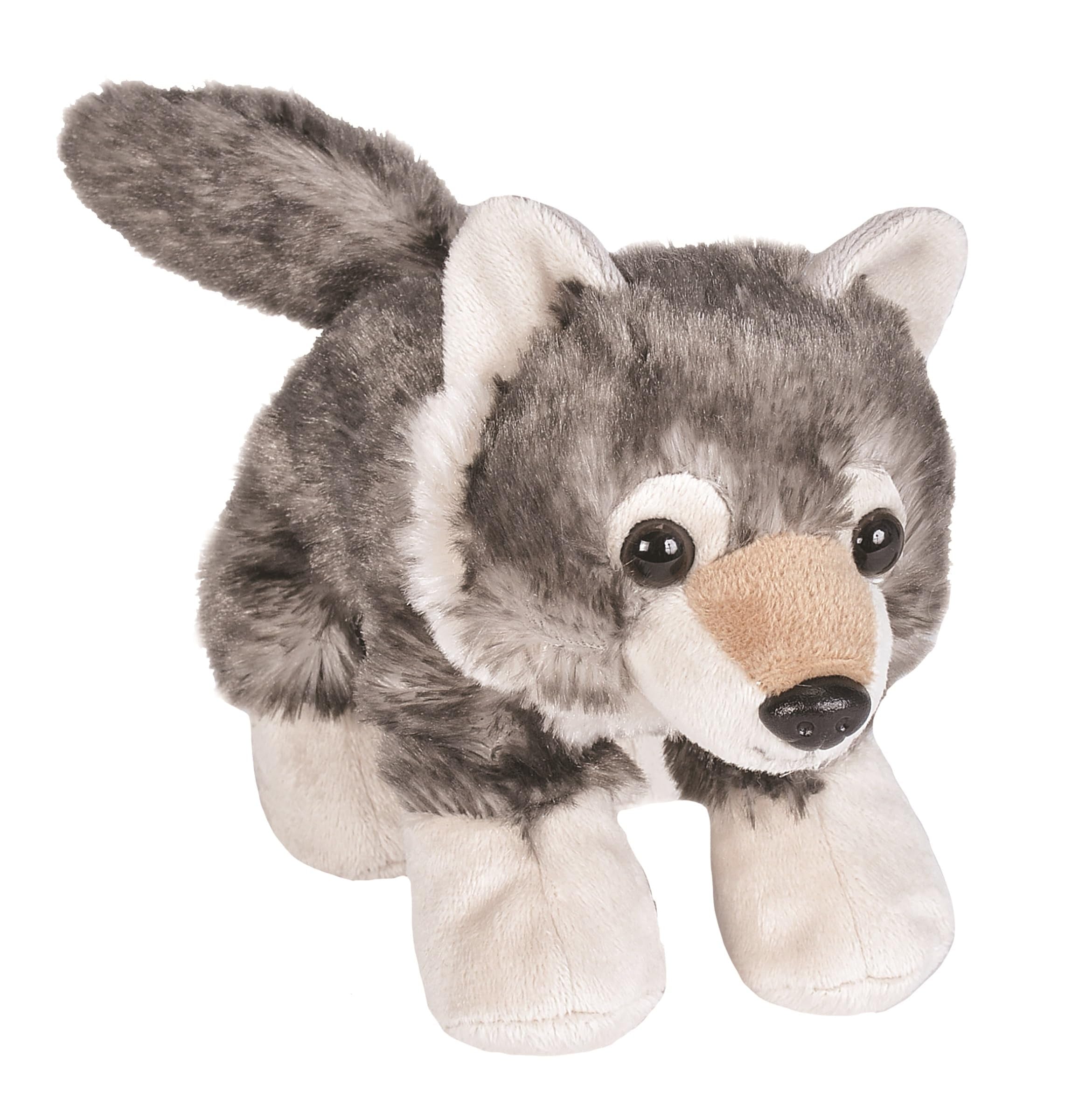 WILD REPUBLIC Hug'Ems Wolf Stuffed Animal Plush Toy | 7 Inch | Wolf-Gray