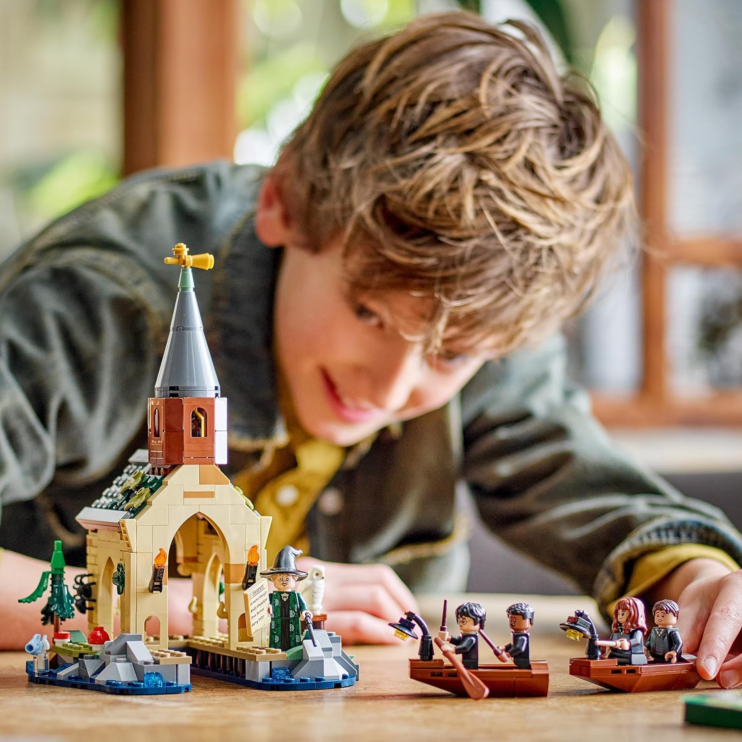 LEGO Harry Potter Hogwarts Castle Boathouse Set with 2 Boat Toys - 350-Piece Building Set for Ages 8+ 9