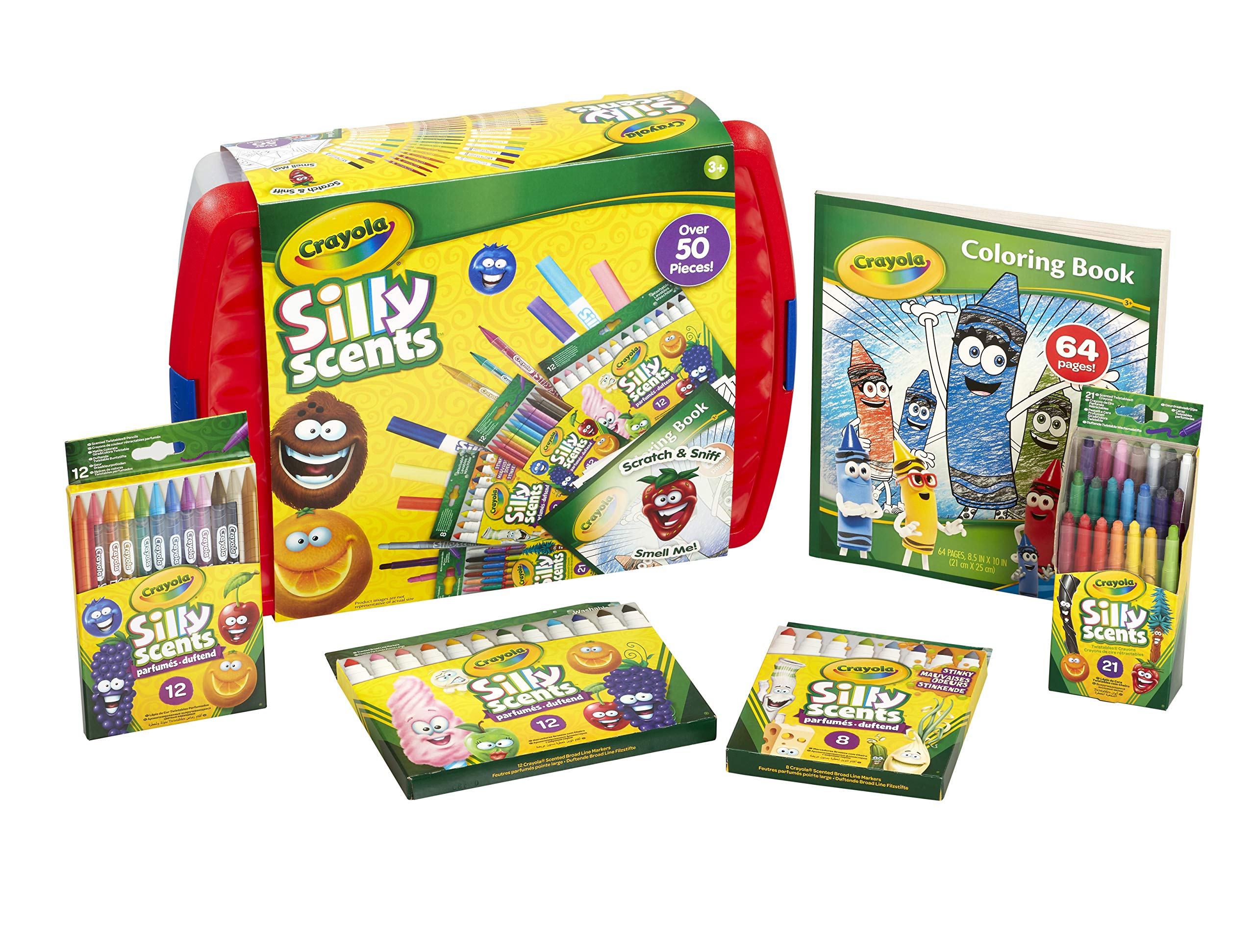 CRAYOLA Silly Scents Colouring Tub - Over 50 Scented Items | Includes Crayons, Markers, Pencils & Book | Ages 4+