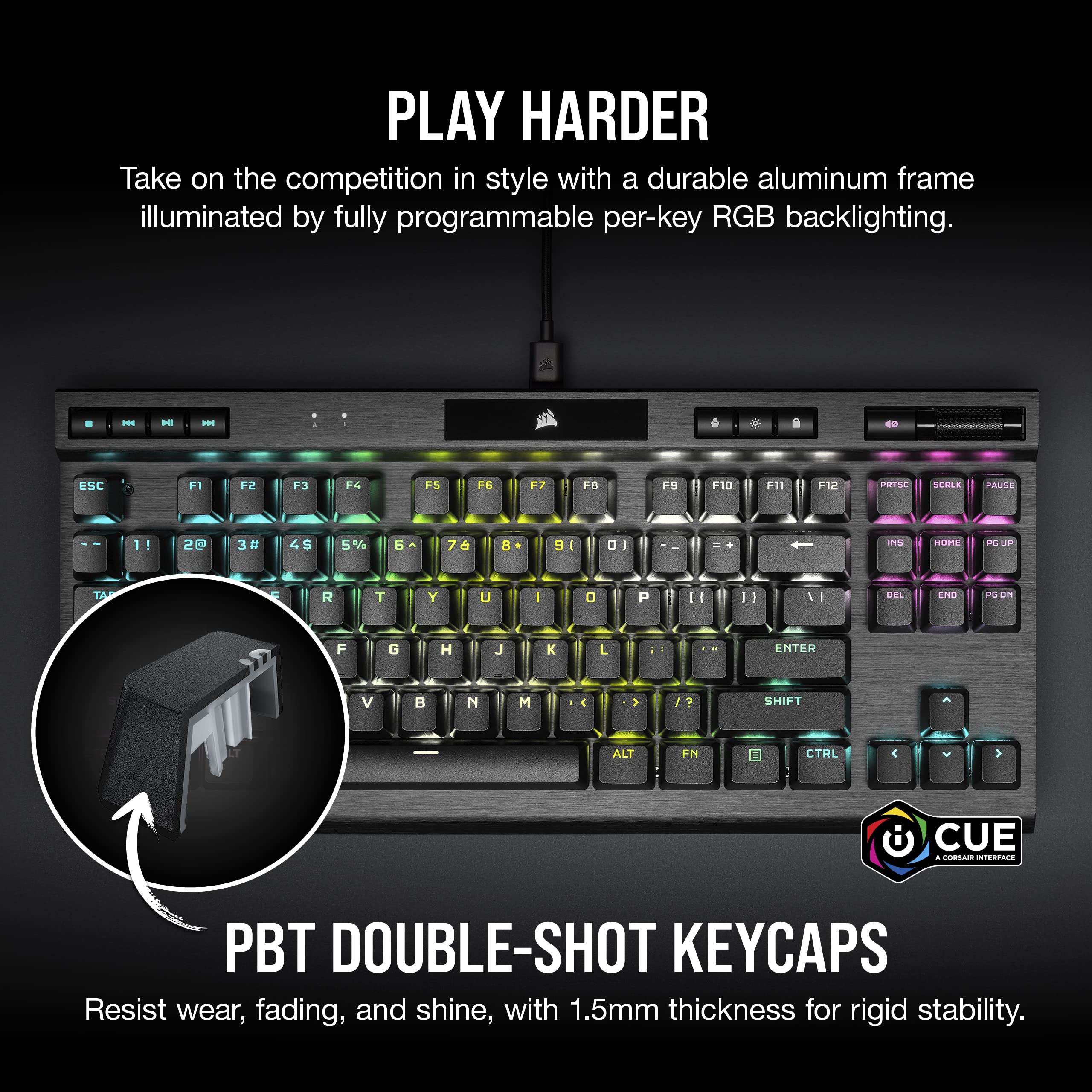 Corsair K70 RGB TKL CHAMPION SERIES OPX Optical-Mechanical Gaming Keyboard - Black 7