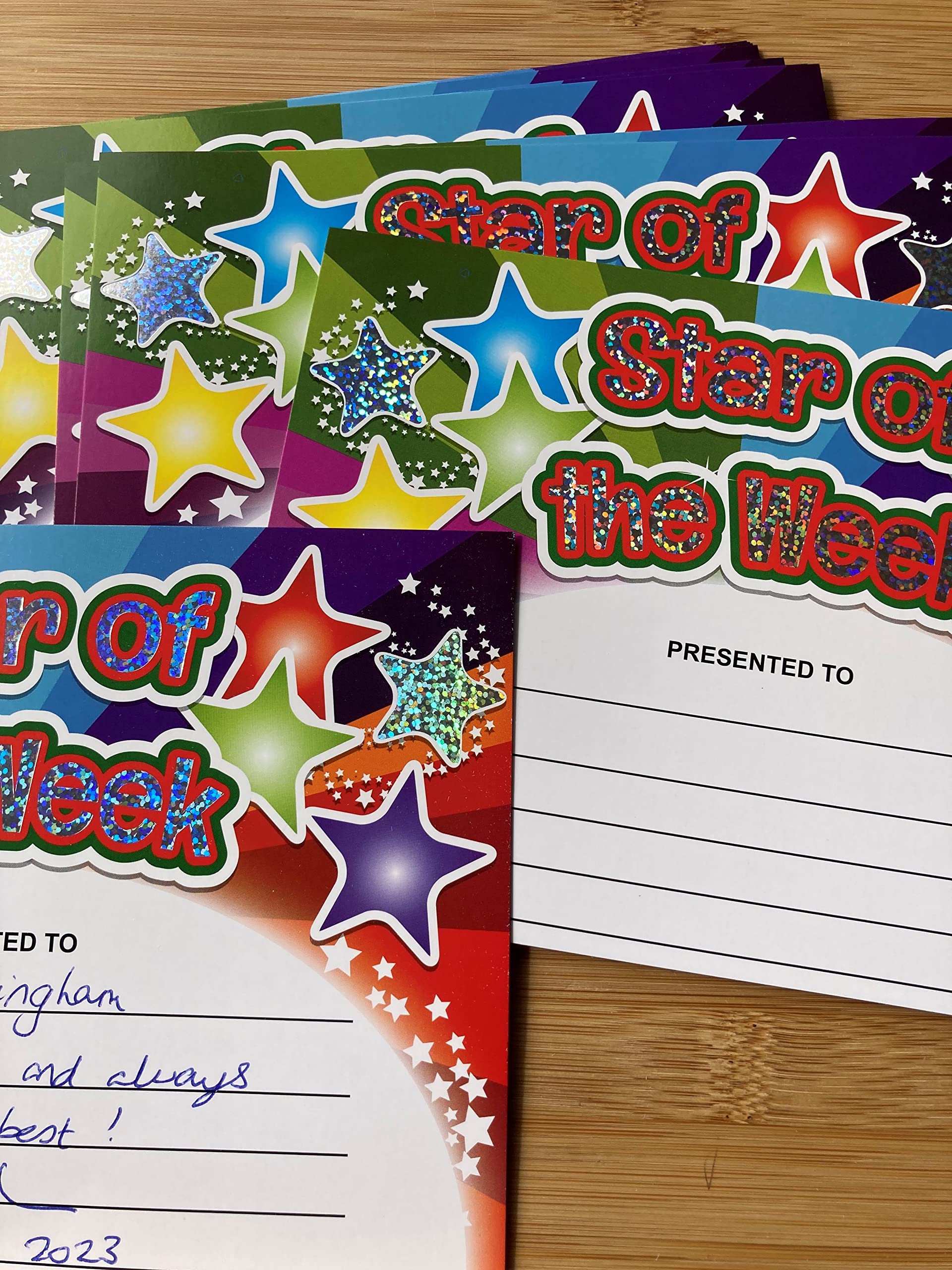 SuperStickers Star of The Week Rainbow Sparkling Certificate - 20 Pack | A5 Size 6