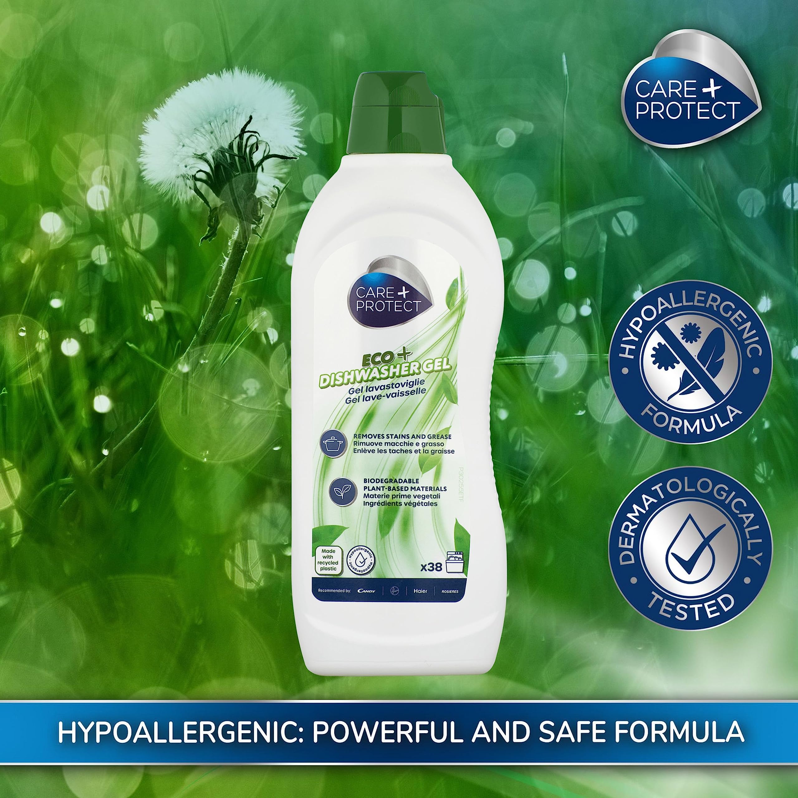 CARE + PROTECT ECO+ Dishwasher Gel - Plant-Based, Hypoallergenic Formula | 650 ml
