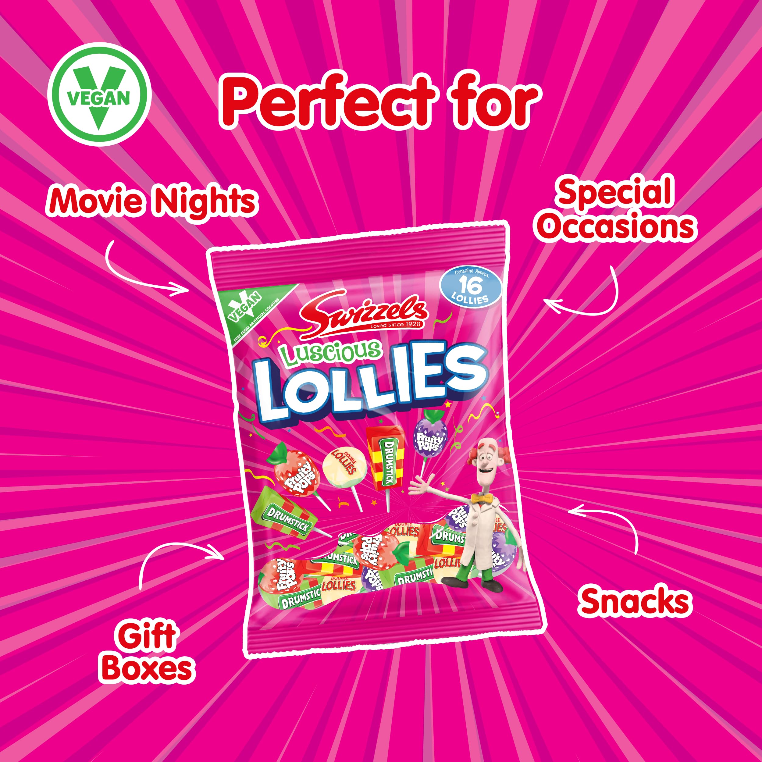 Swizzels Luscious Lollies 176g - Drumstick & Fruity Pops Assorted Sweets 6