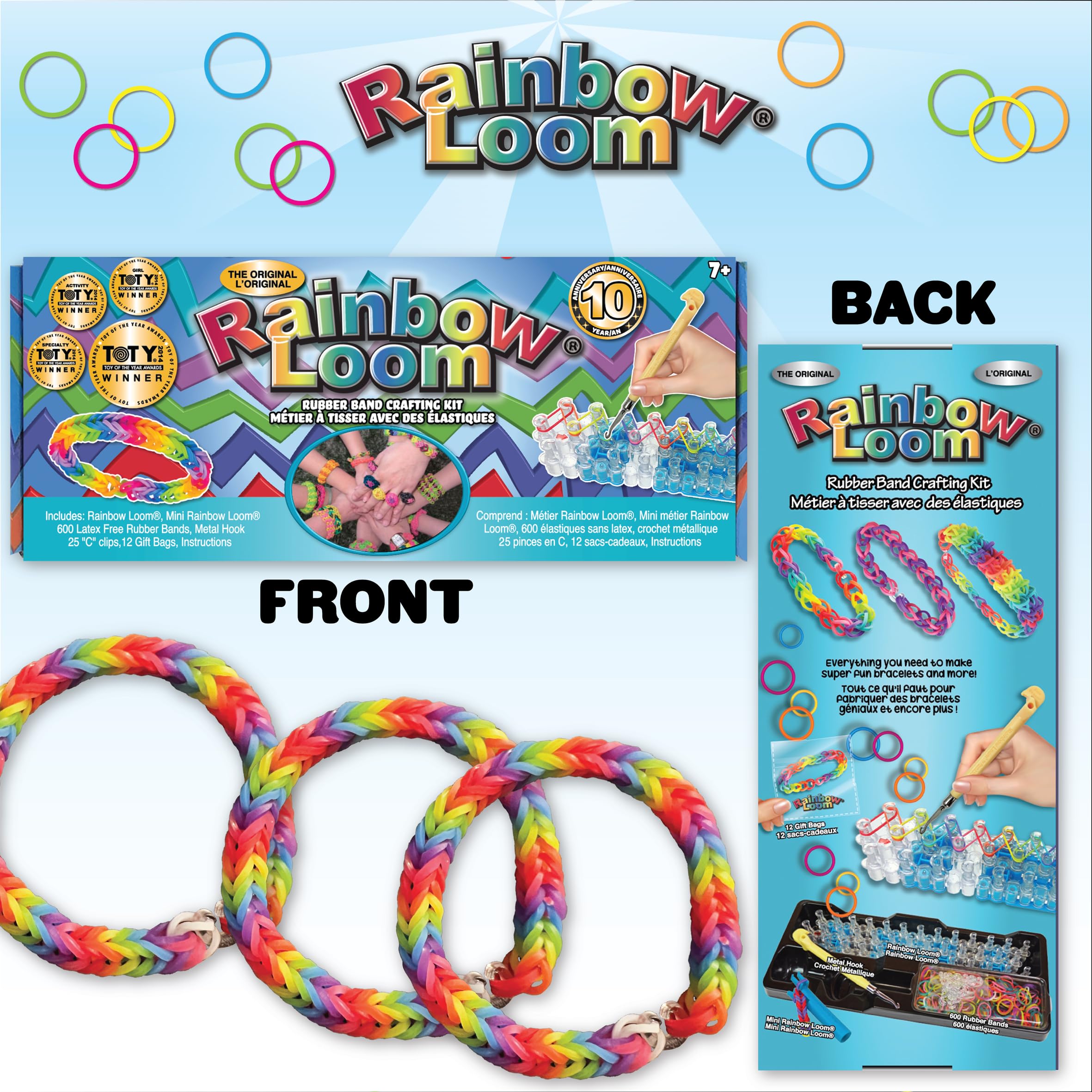 Rainbow Loom Original Loom Band Kit | Rubber Band Bracelet Kit with Loom & 600 Bands
