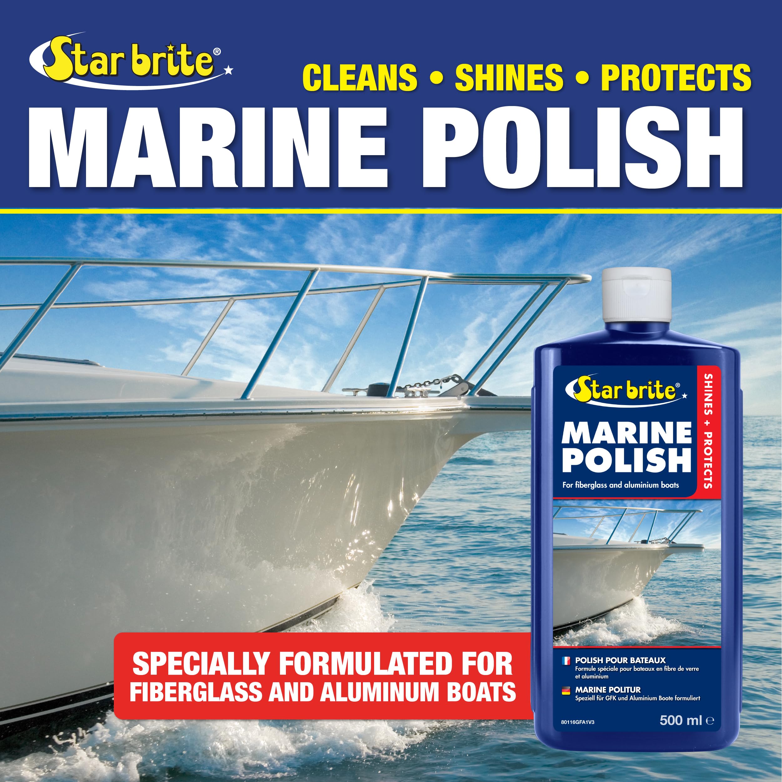 STAR BRITE Marine Polish - 500 ml One-Step Formula for Fiberglass & Aluminum | Removes Oxidation & Scratches