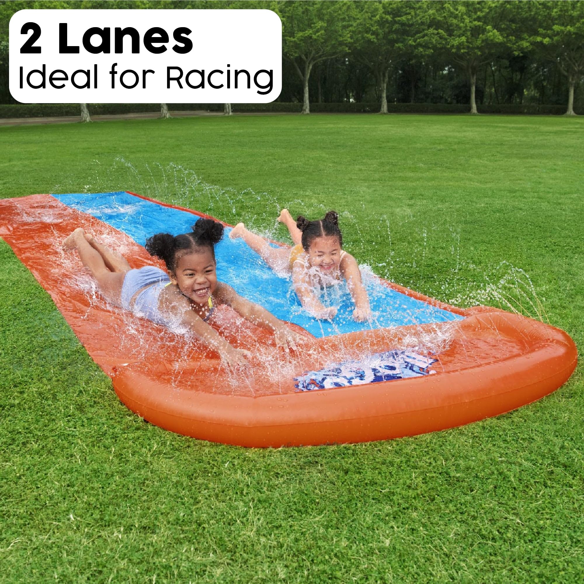 Bestway H20GO Double Lane Slip and Slide - Built-in Sprinklers & Drench Pool | 488cm Length | Ages 3+ 3