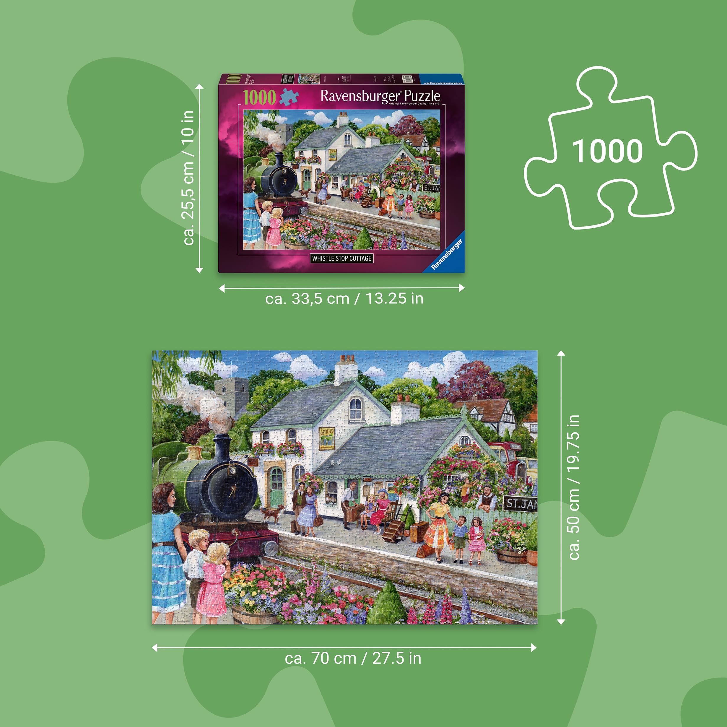 Ravensburger Whistle Stop Cottage 1000 Piece Jigsaw Puzzle - FSC Certified Cardboard 3