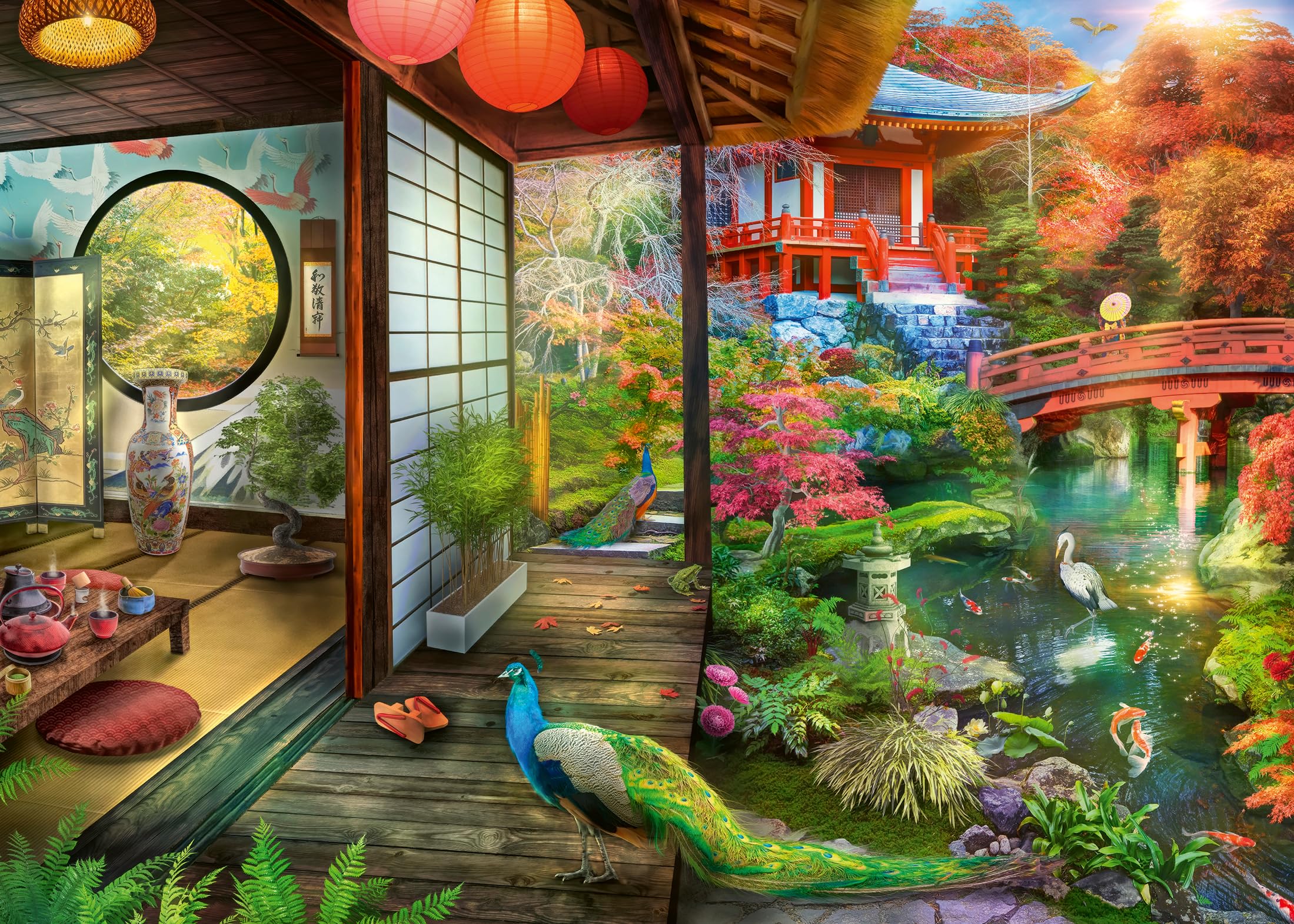 Ravensburger Japanese Garden Teahouse Jigsaw Puzzle - 1000 Pieces for Adults | Glare-Free Finish