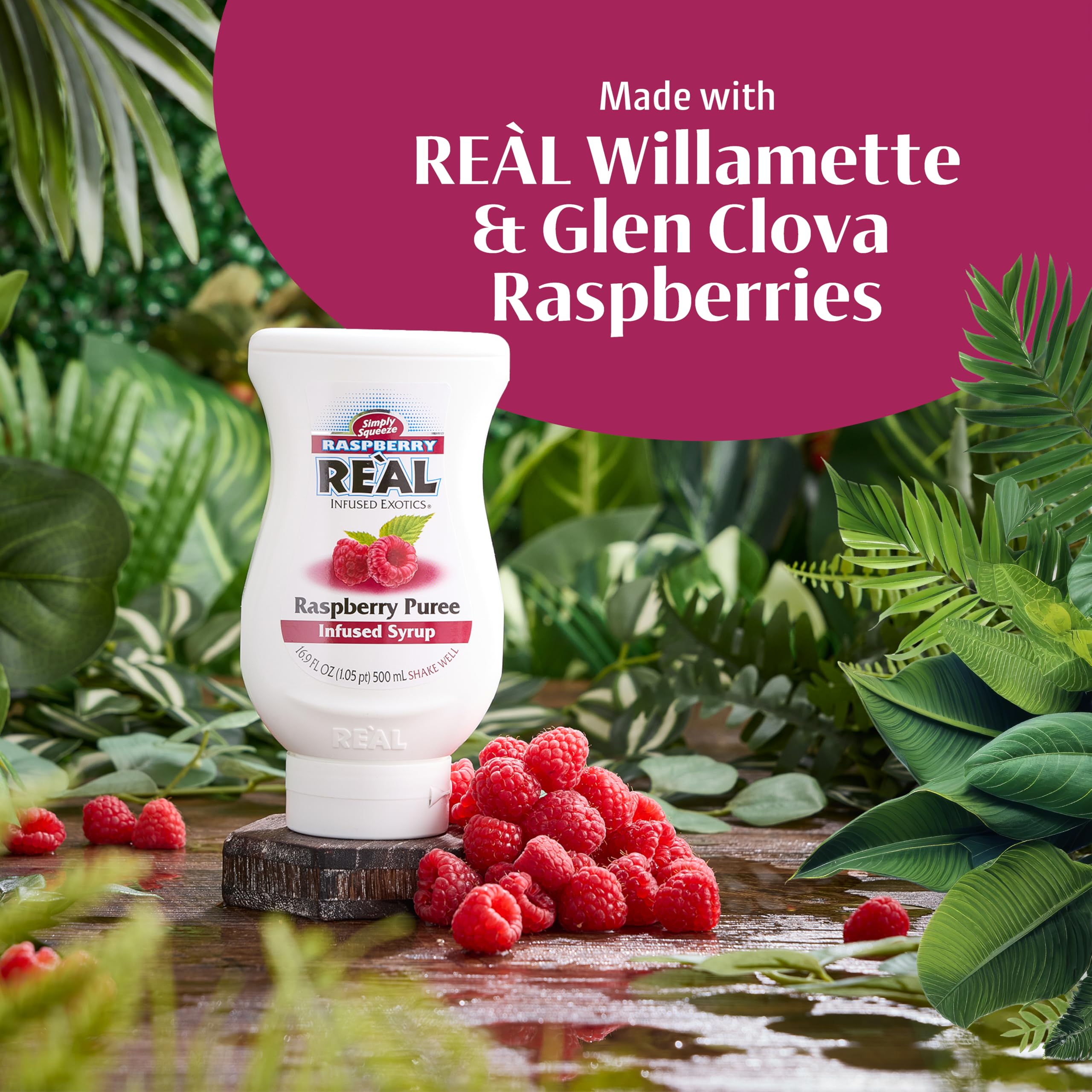 Reàl Infused Exotics Raspberry Puree Infused Fruit Syrup - 40% Real Raspberries | 500ml Squeezy Bottle 4