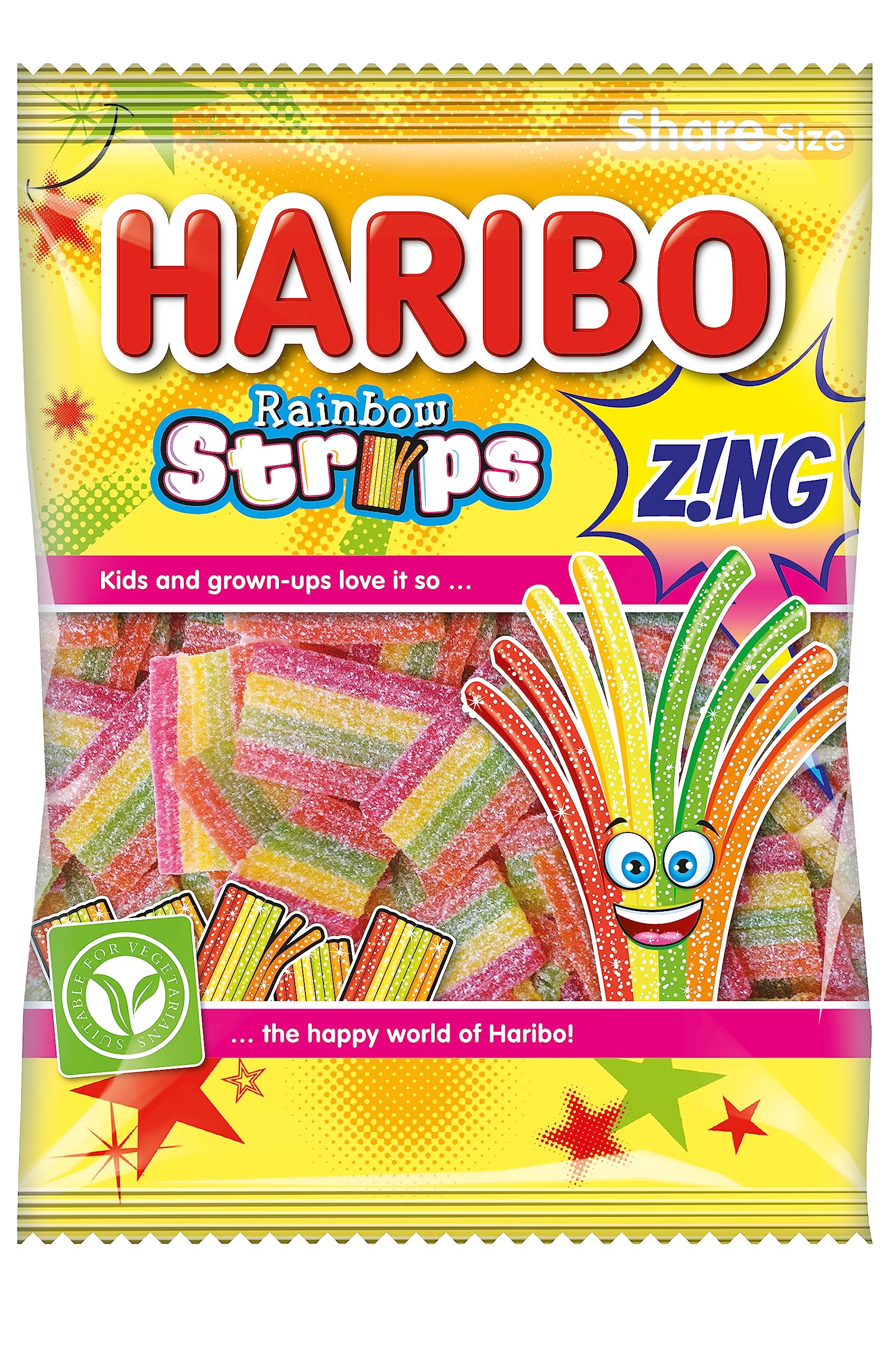 HARIBO Regenbogenstreifen – Saure und fruchtige Gummibonbons – 130 g Portionsgröße 4