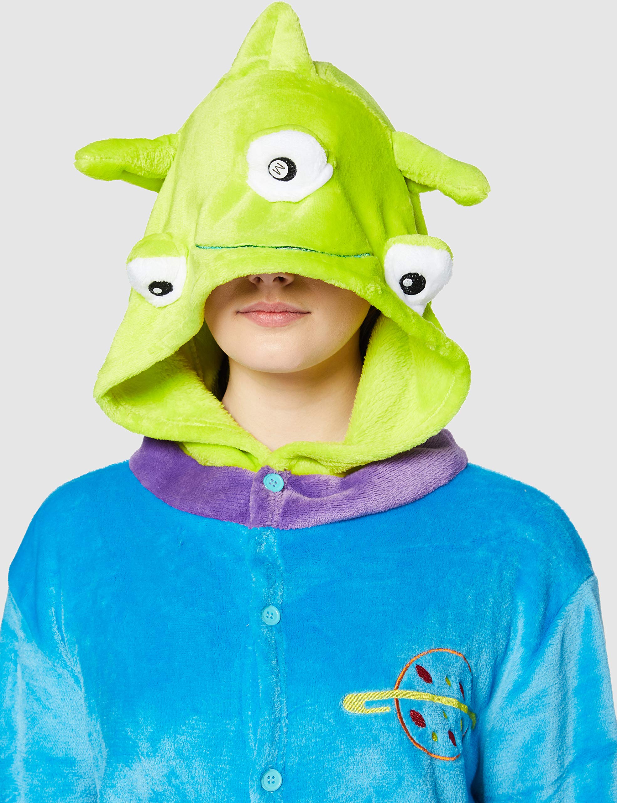 Everglamour Unisex Flannel Fleece Alien Monster Cartoon Onesie Costume | Blue | Size M (160-170 cm)