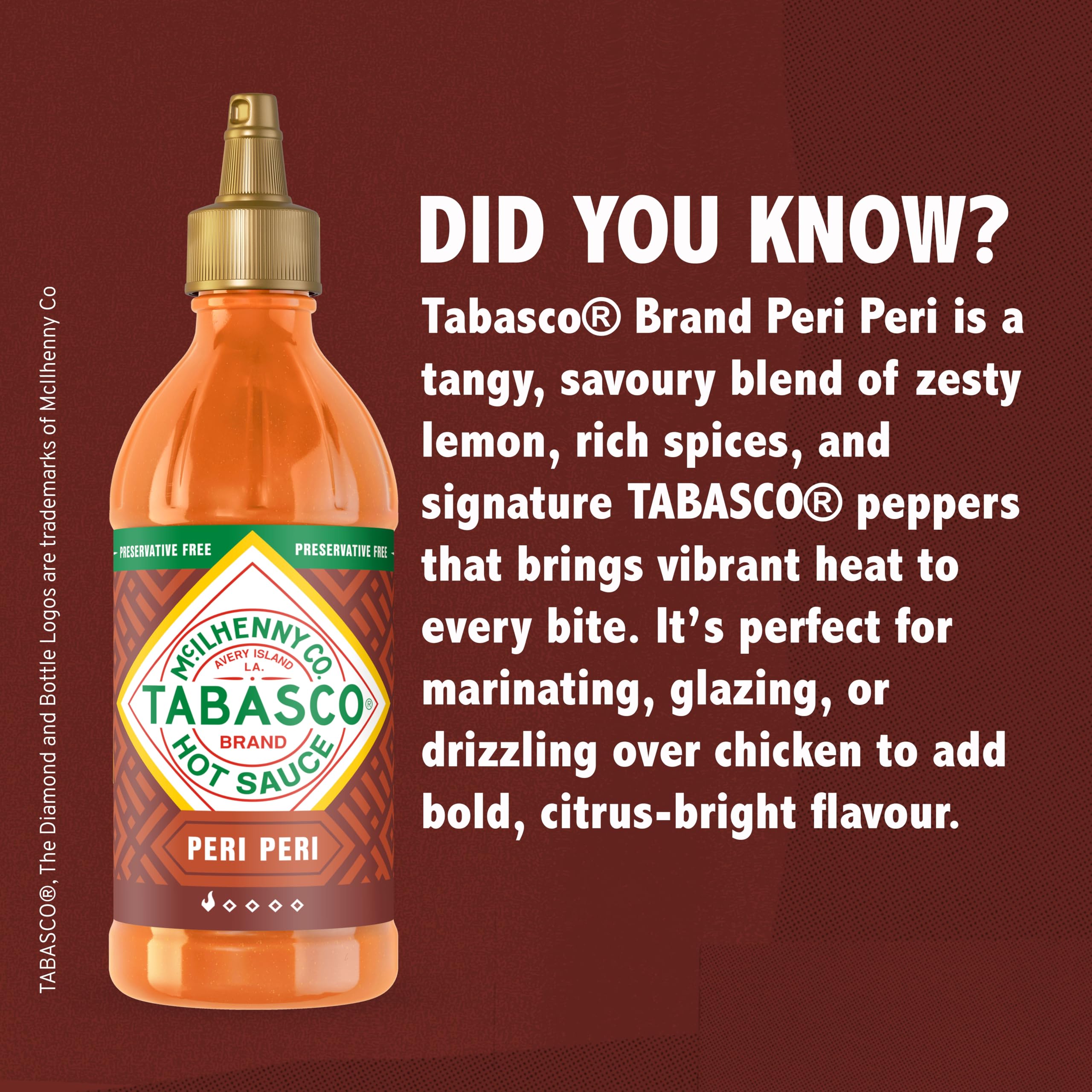 TABASCO Brand Peri Peri Sauce - Tangy Citrus Heat | 256ml Squeeze Bottle