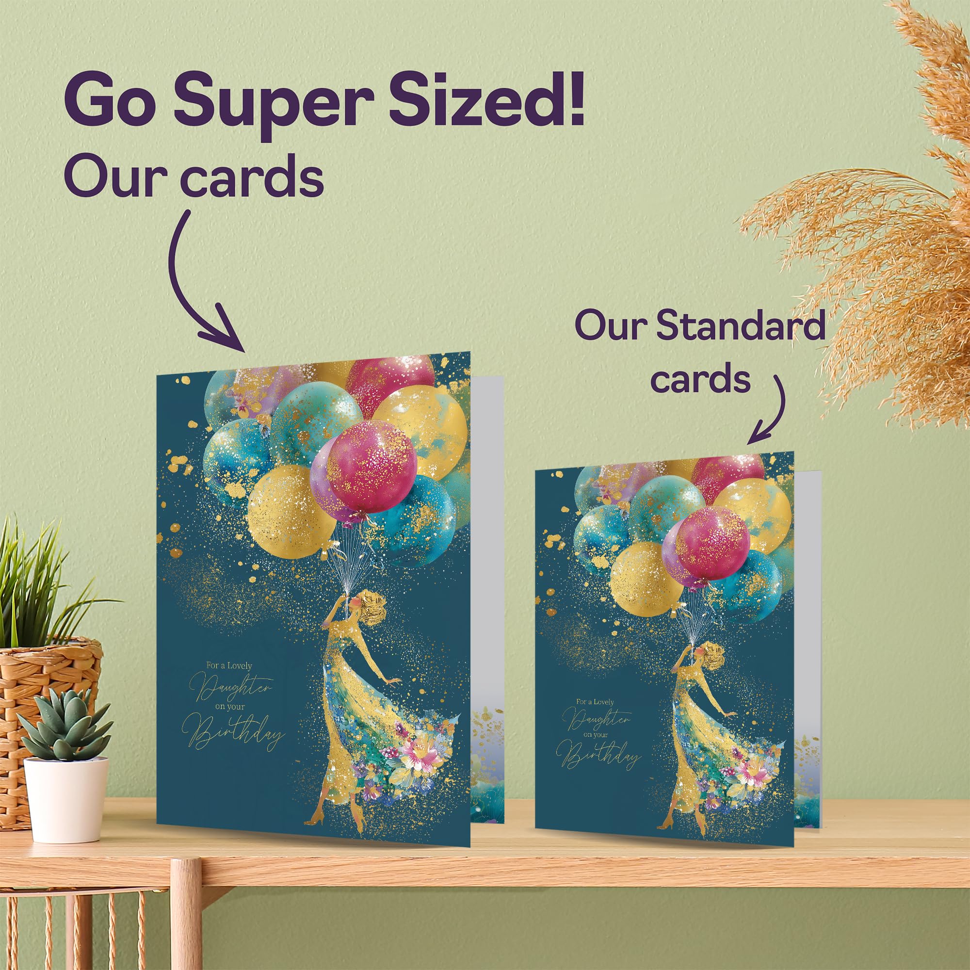 Giftzie Daughter Birthday Card - Gold Silhouette Balloons | 127mm x 178mm | Uncoated Interior 3