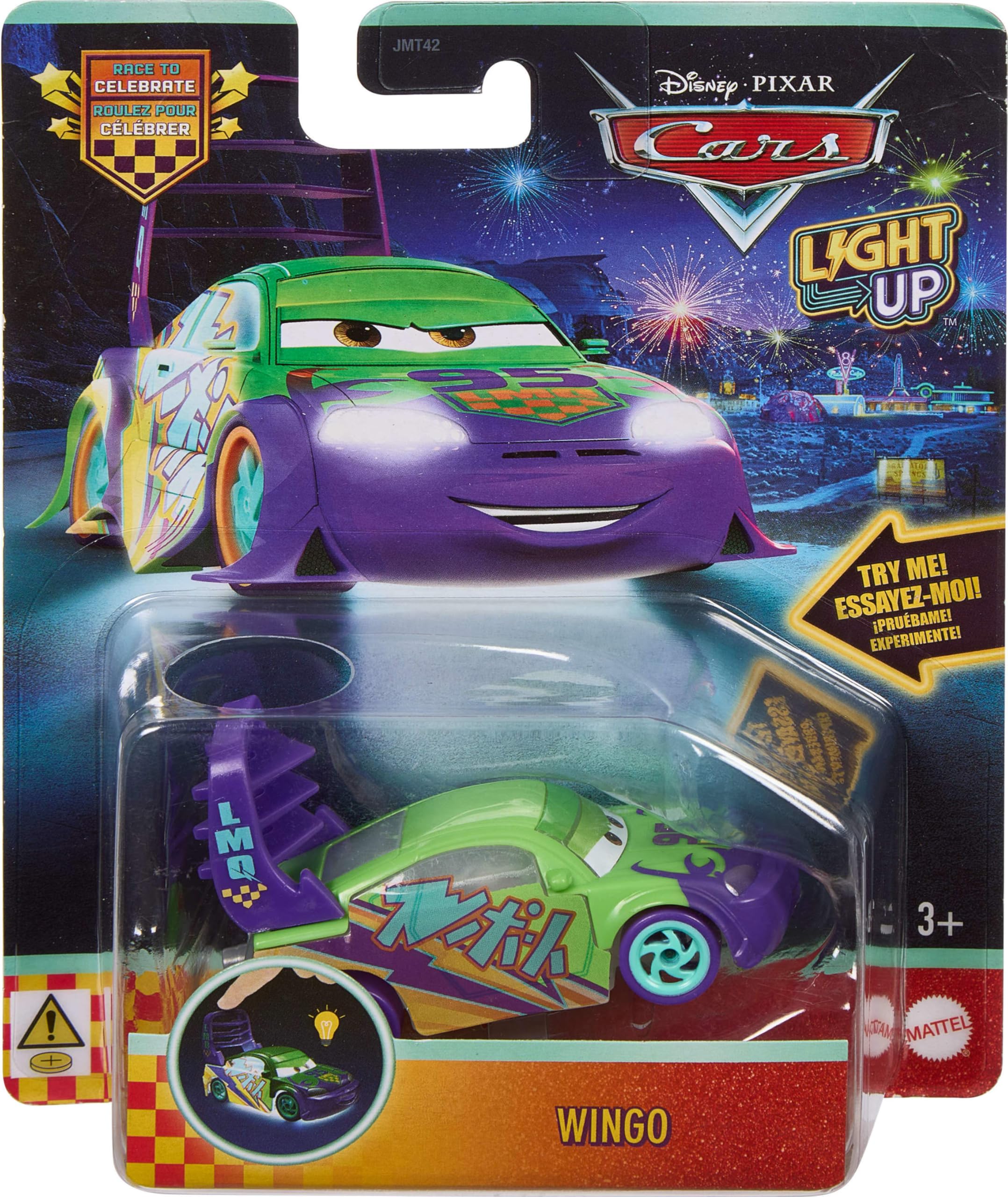 Mattel Disney and Pixar Cars Light-Up Vehicle - 1:55 Scale, Multicolor Plastic, Model JMT42 5