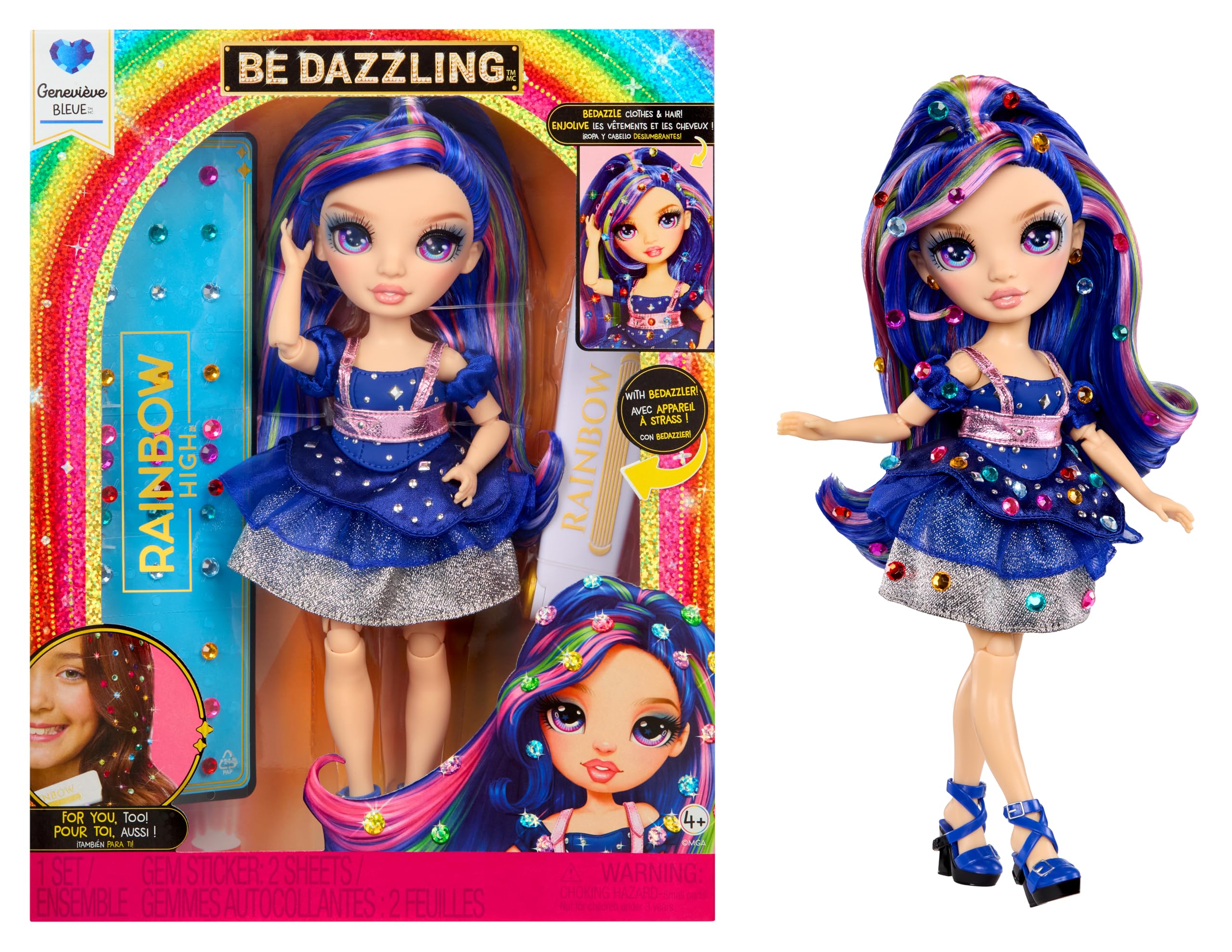 Rainbow High Genevieve Bleue Doll - 28cm Fashion Doll with Bedazzling Tool | Ages 4+ | Plastic