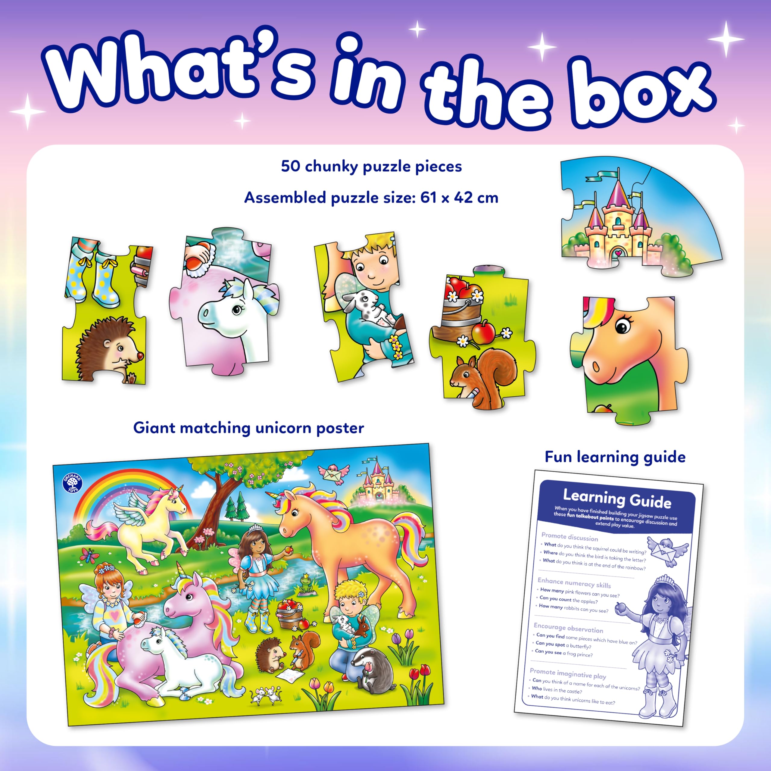 Orchard Toys Einhorn-Freunde-Puzzle – 50-teiliges Lernpuzzle für Kinder ab 4 Jahren 8