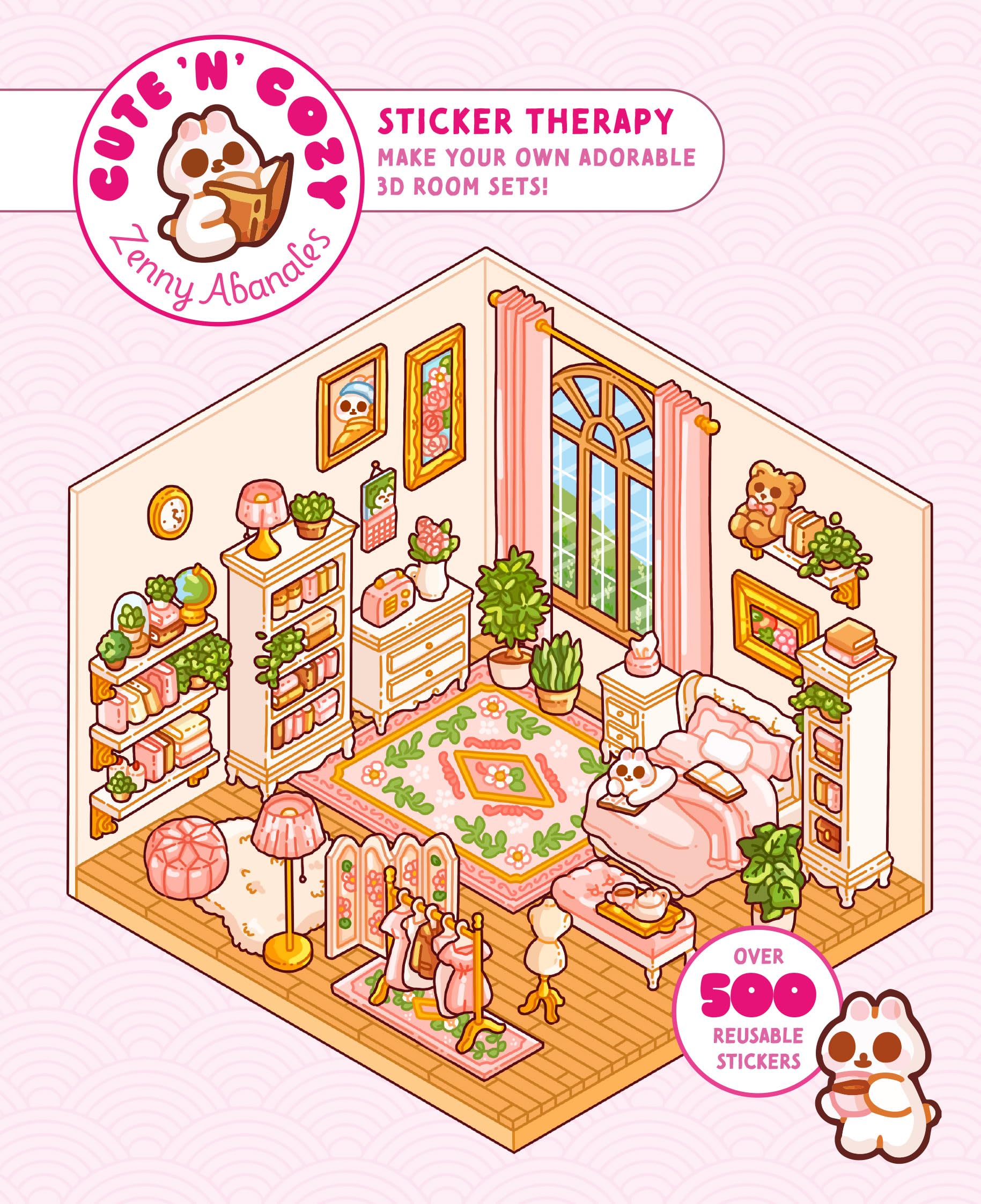 Skittledog Cute 'n' Cozy Sticker Therapy - 500+ Reusable Stickers for 8 Room Sets | Paperback