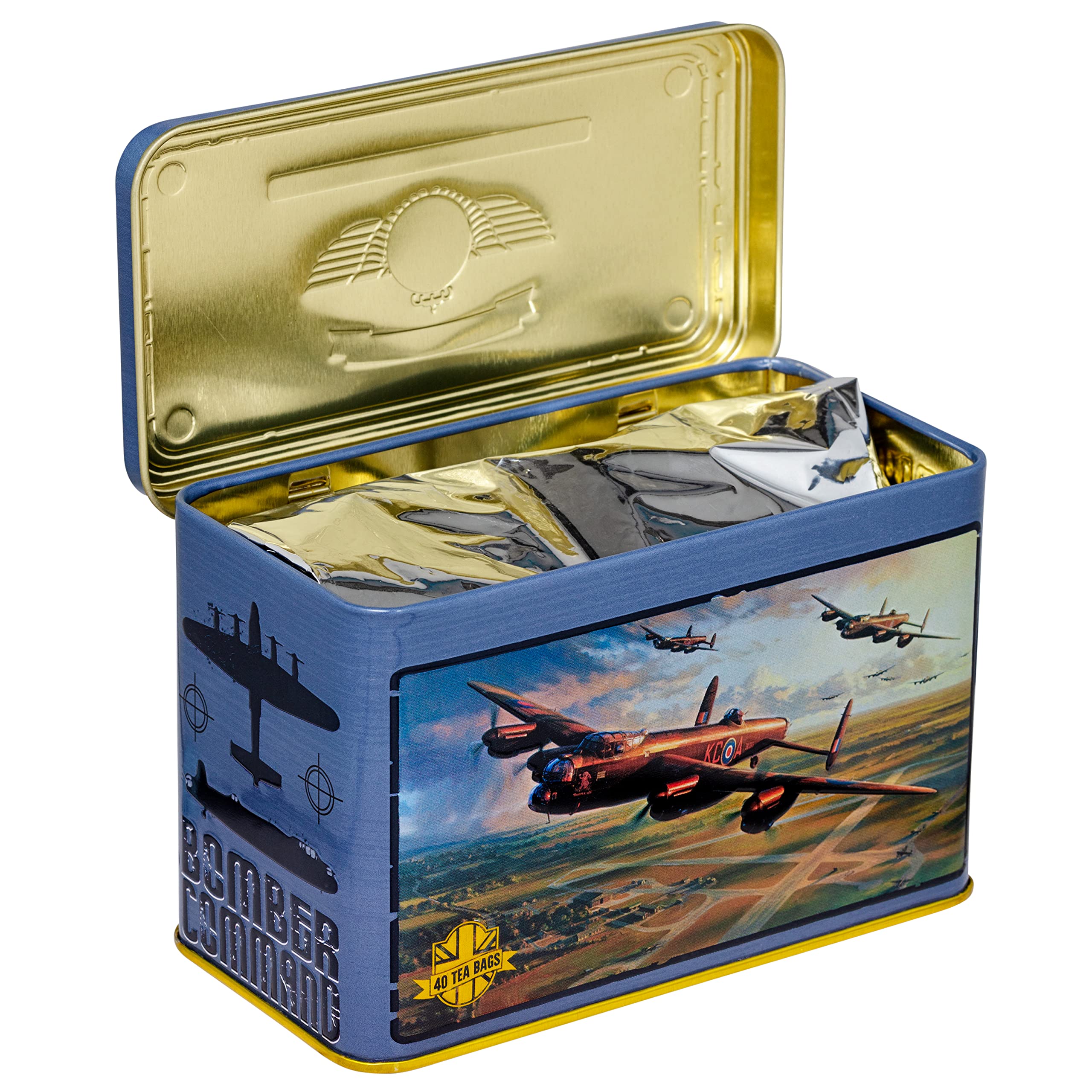 New English Teas Lancaster Bomber Tea Tin with 40 English Breakfast Teabags | 80g