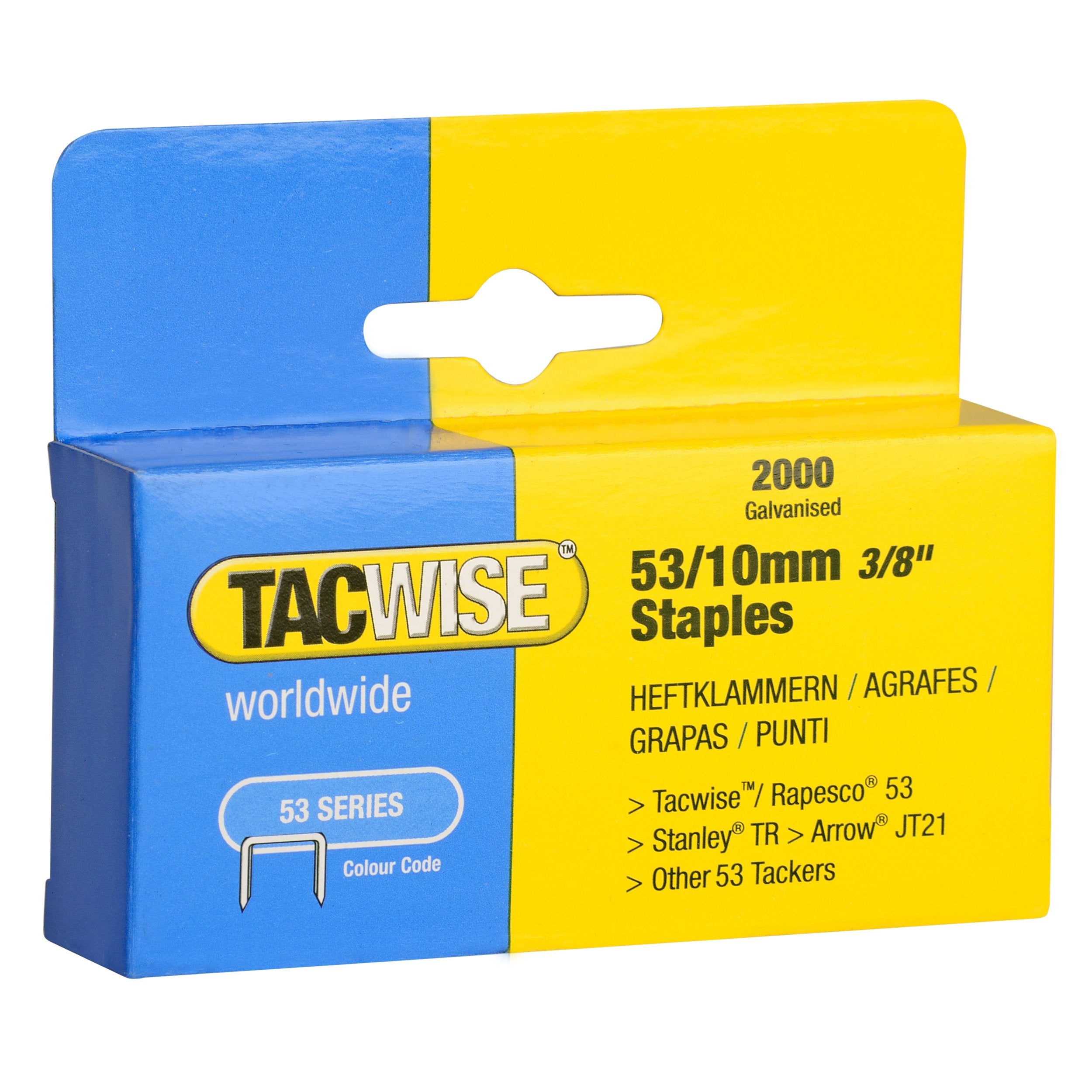 Tacwise 0336 Type 53/10mm Galvanised Staples - Pack of 2000 | Fine Wire | Strong Hold