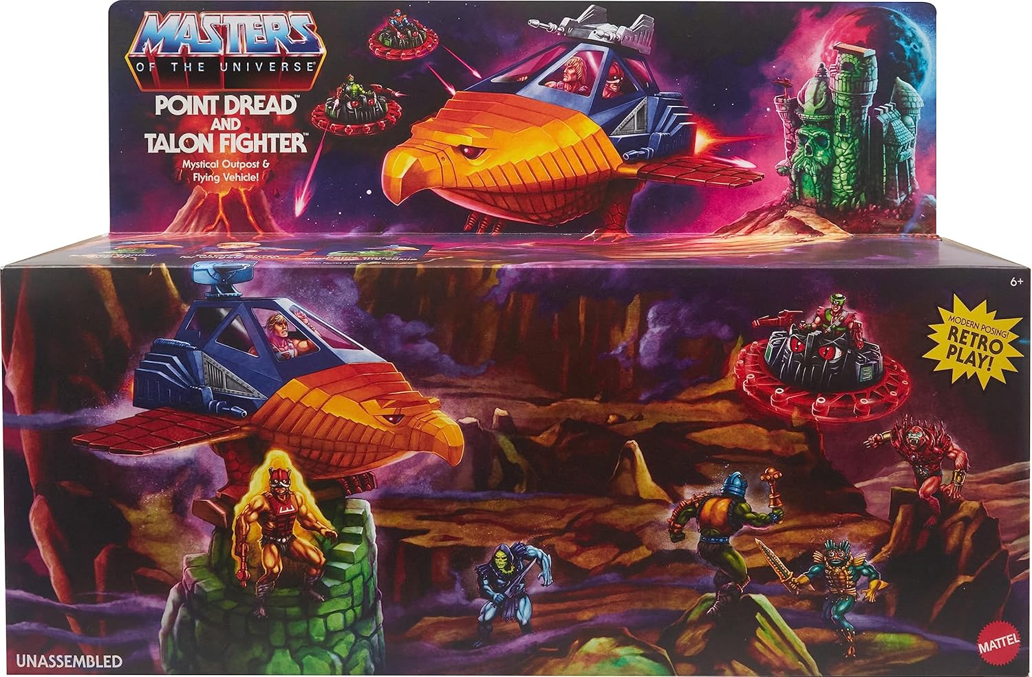 Masters of the Universe Origins Talon Fighter und Point Dread – 5,5 Zoll großes Fahrzeug- und Außenposten-Spielset für Kinder ab 6 Jahren