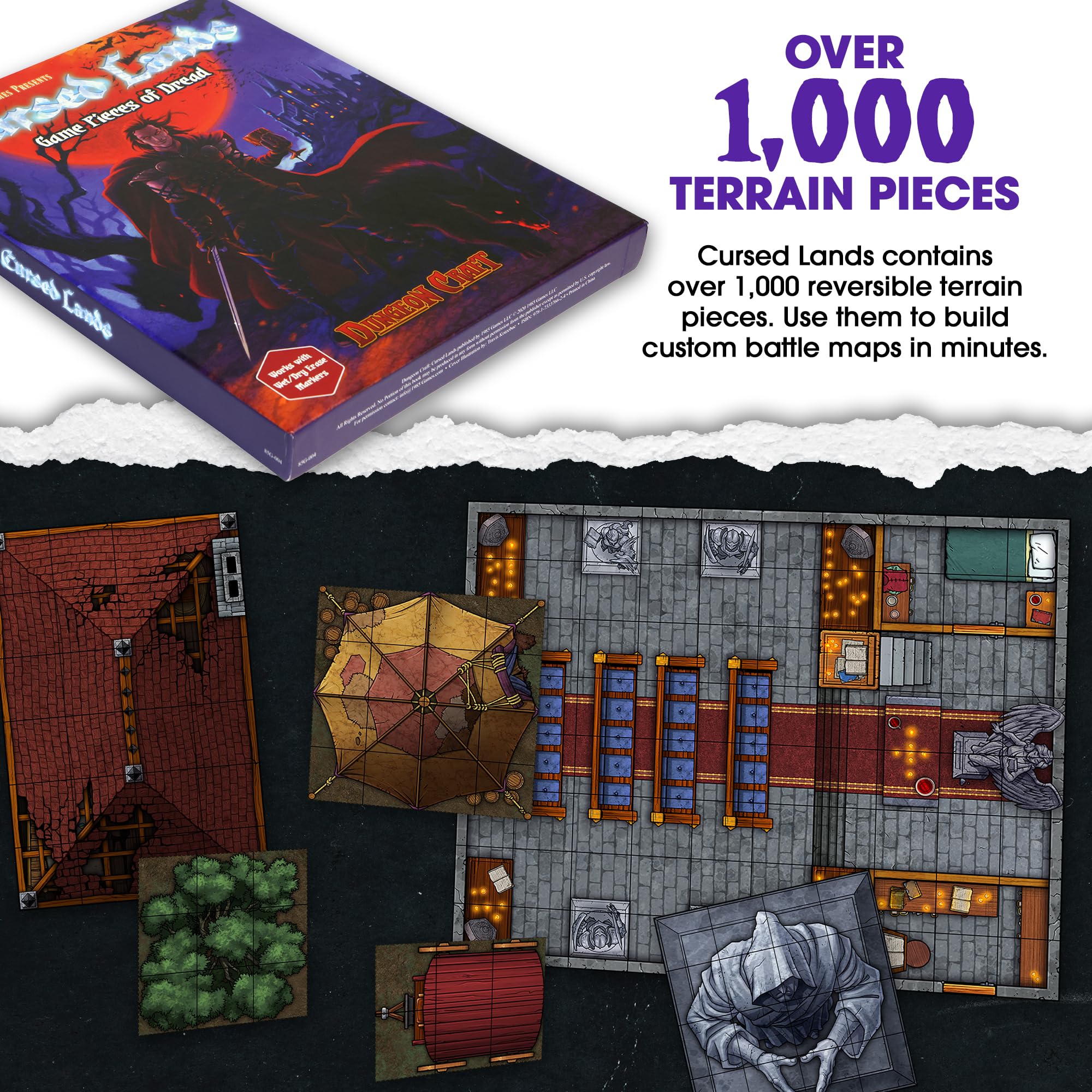 Dungeon Craft Cursed Lands Brettspiel – über 1000 wendbare Geländestücke für Dungeons &amp; Dragons Curse of Strahd 12