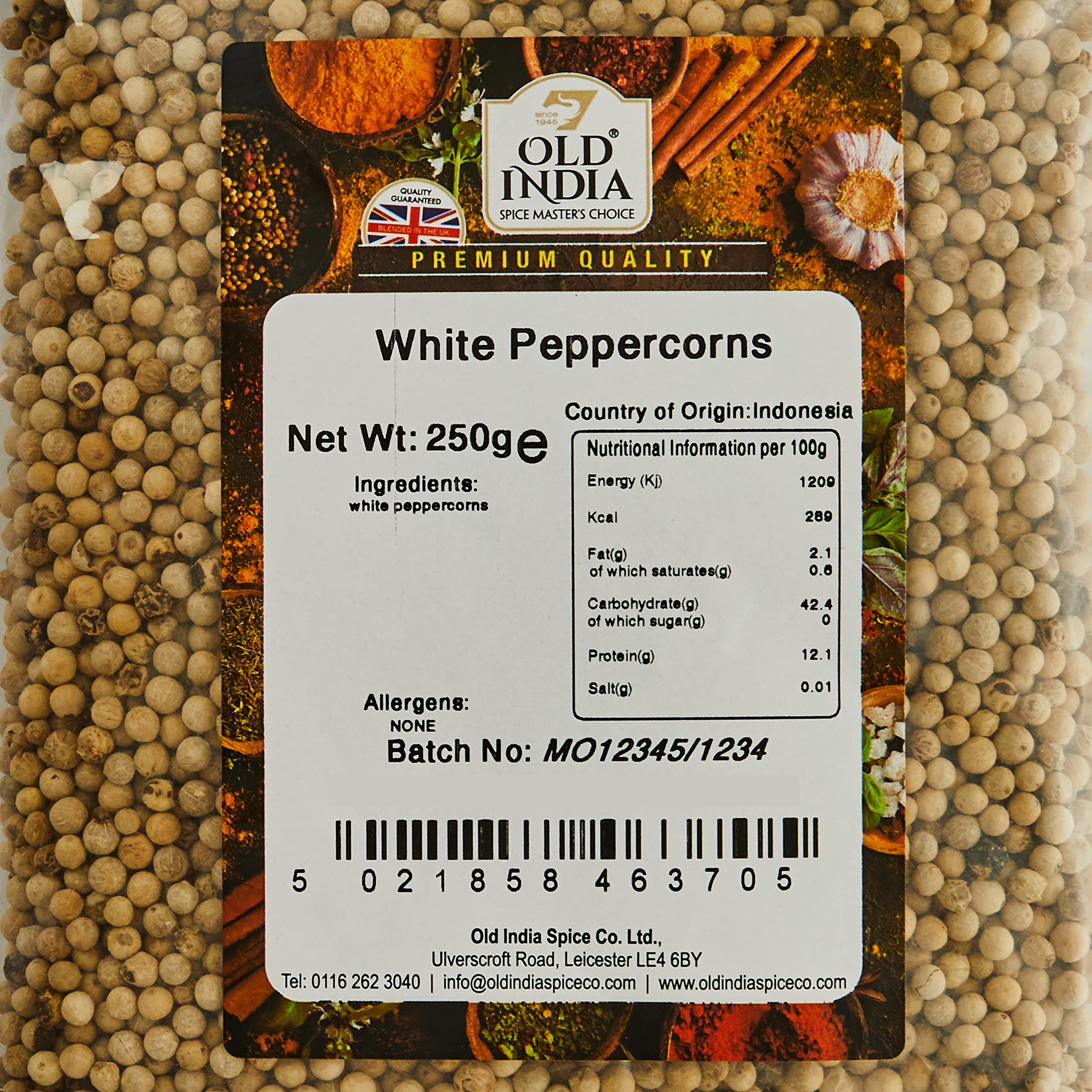 Old India White Peppercorns - 100% Natural & Additive Free | 250g