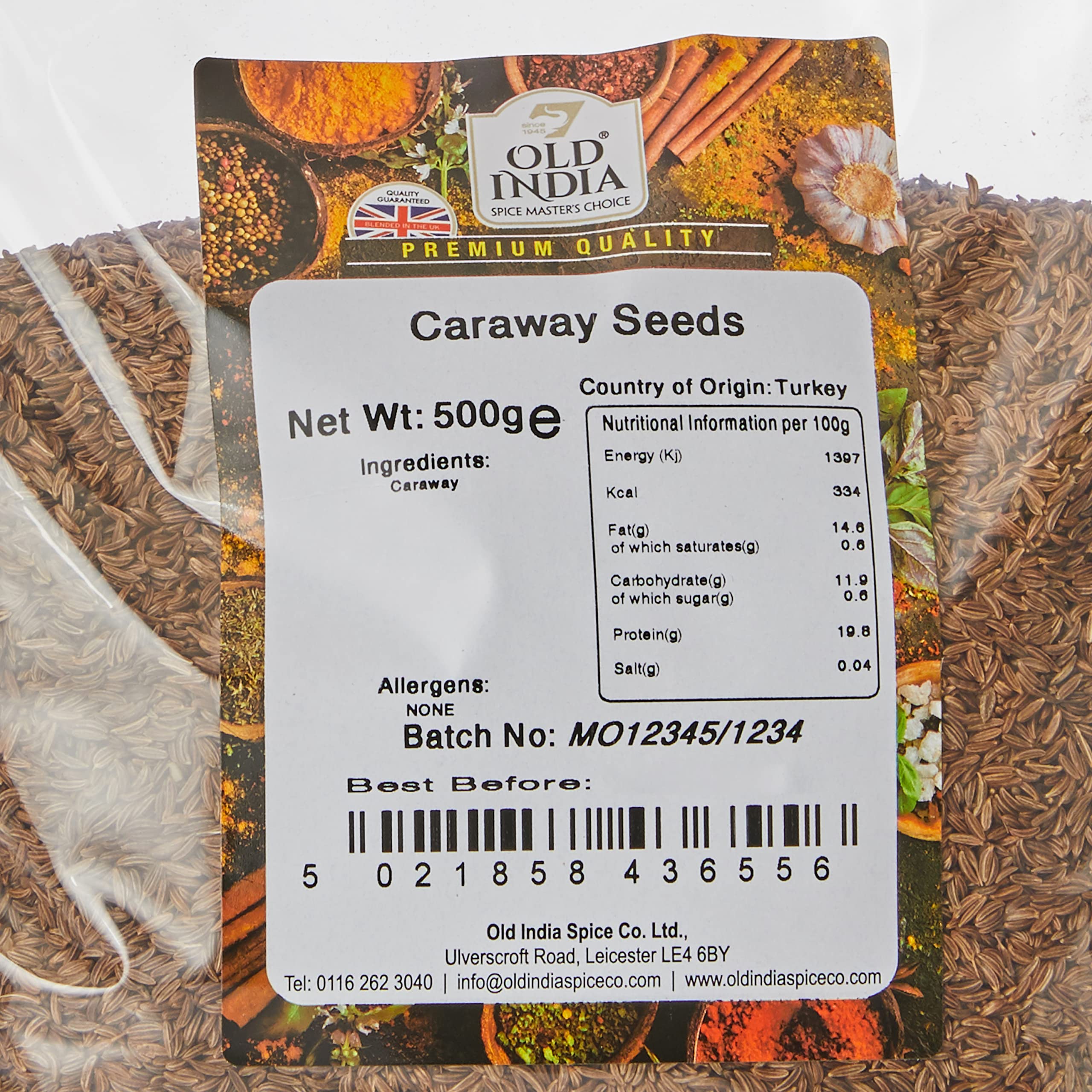 Old India Caraway Seeds - 100% Natural Whole Spice | 500g Heat Sealed Bag