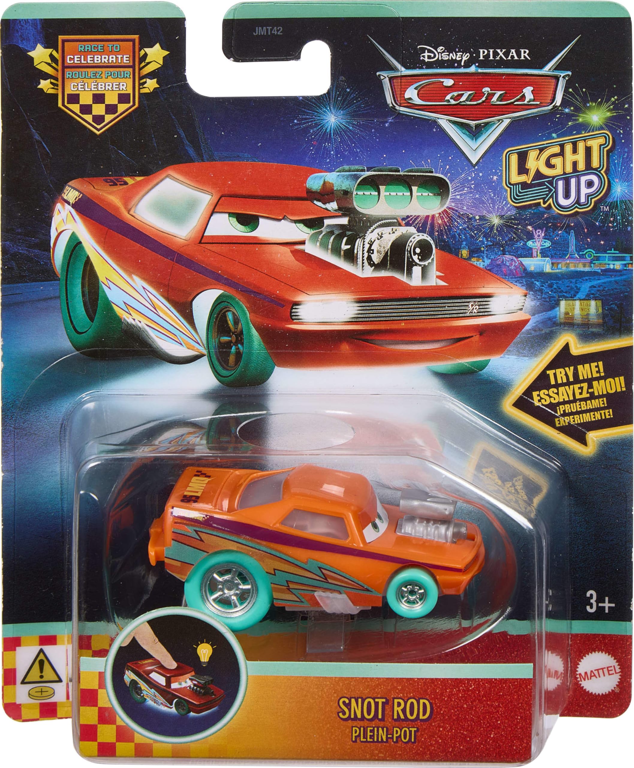 Mattel Disney and Pixar Cars Light-Up Vehicle - 1:55 Scale, Multicolor Plastic, Model JMT42 3