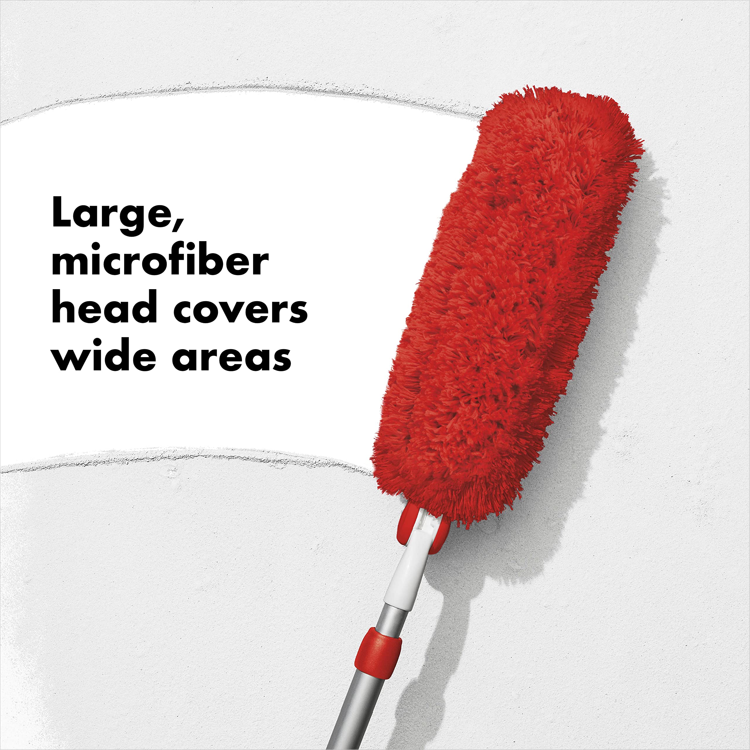 OXO Good Grips Extendable Microfibre Duster - Extends to 137 cm | 270° Rotating Head | Machine Washable