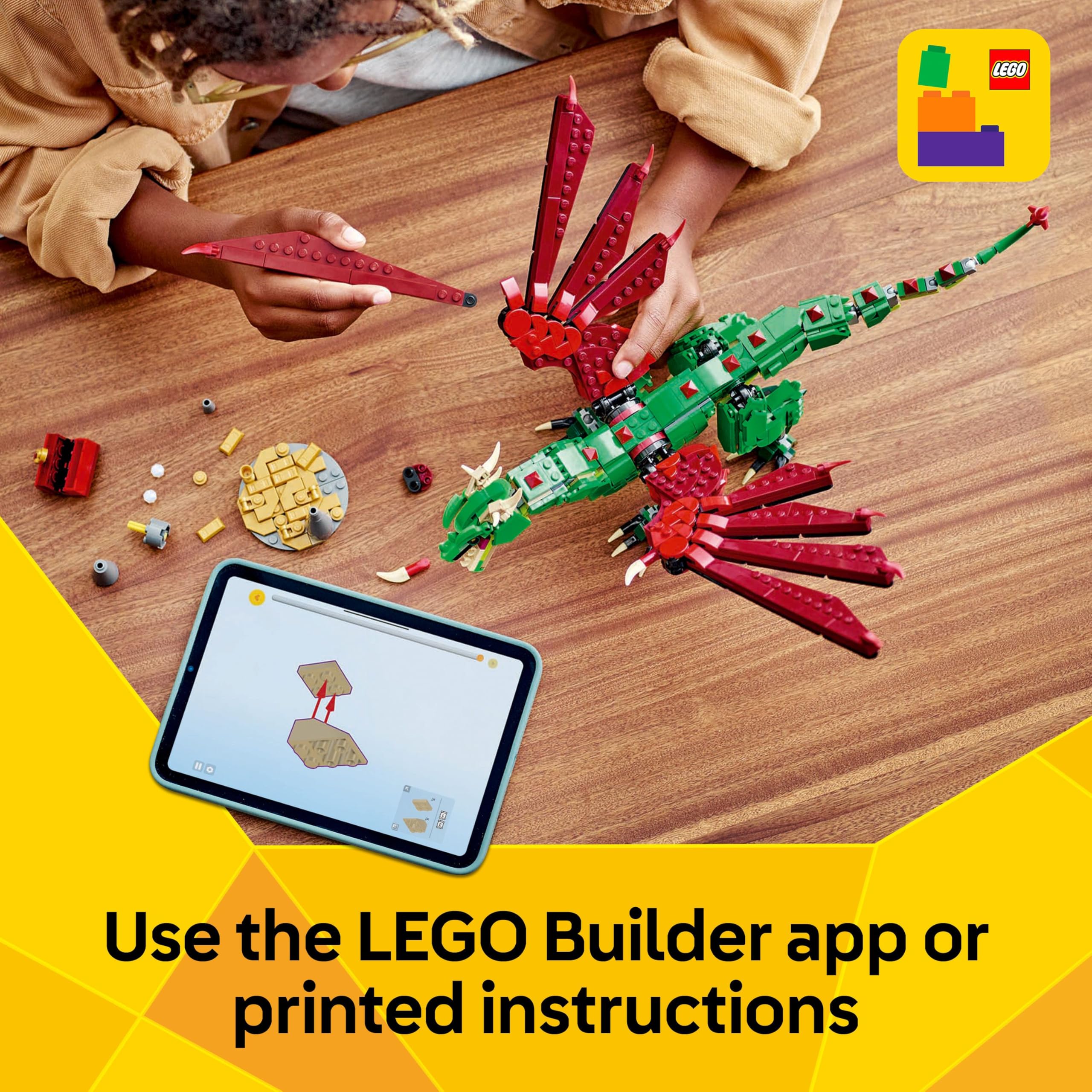LEGO Creator 3in1 Medieval Dragon Toy (Model 31161) | Rebuilds to Sea Serpent or Phoenix | Ages 9+ 6
